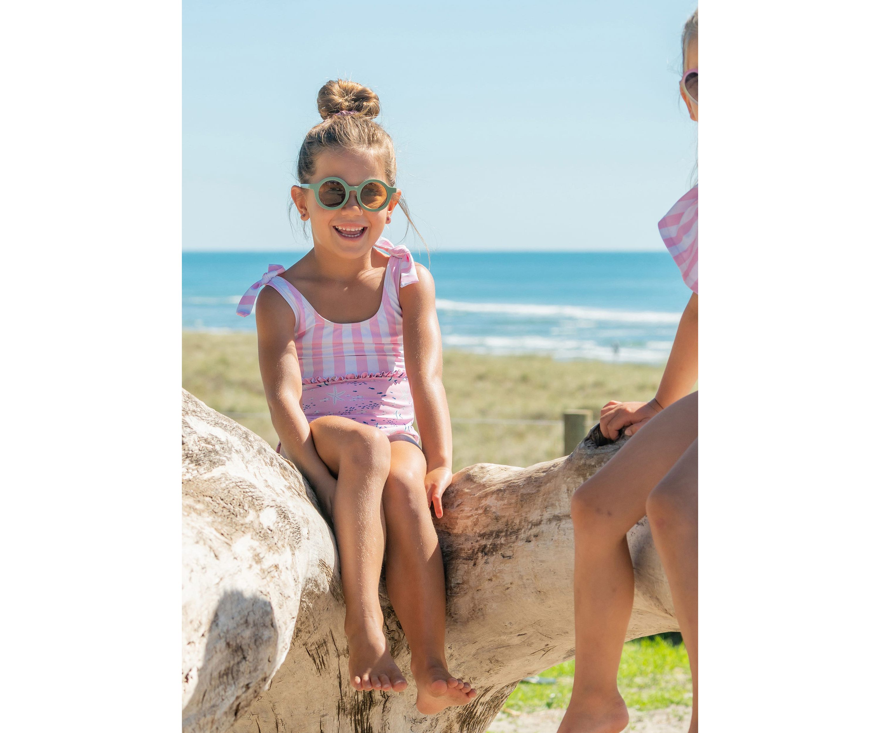 Pink Sea Shoulder Tie Swimsuit
