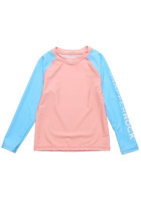 Peach Colorblock LS Rash Top