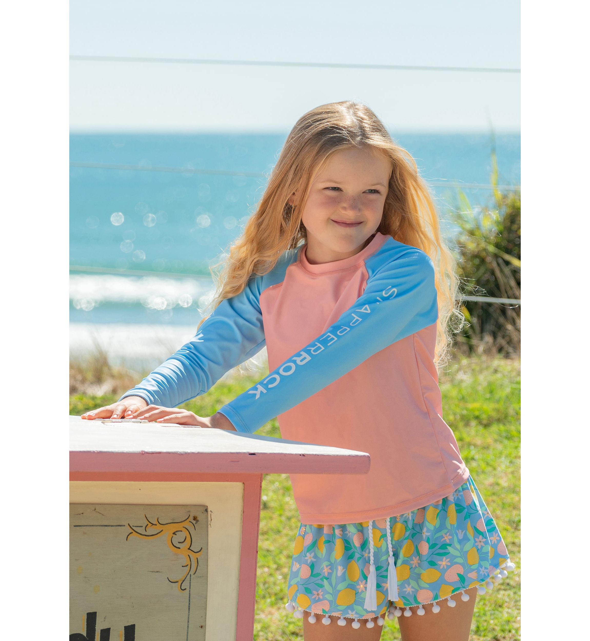 Peach Colorblock LS Rash Top