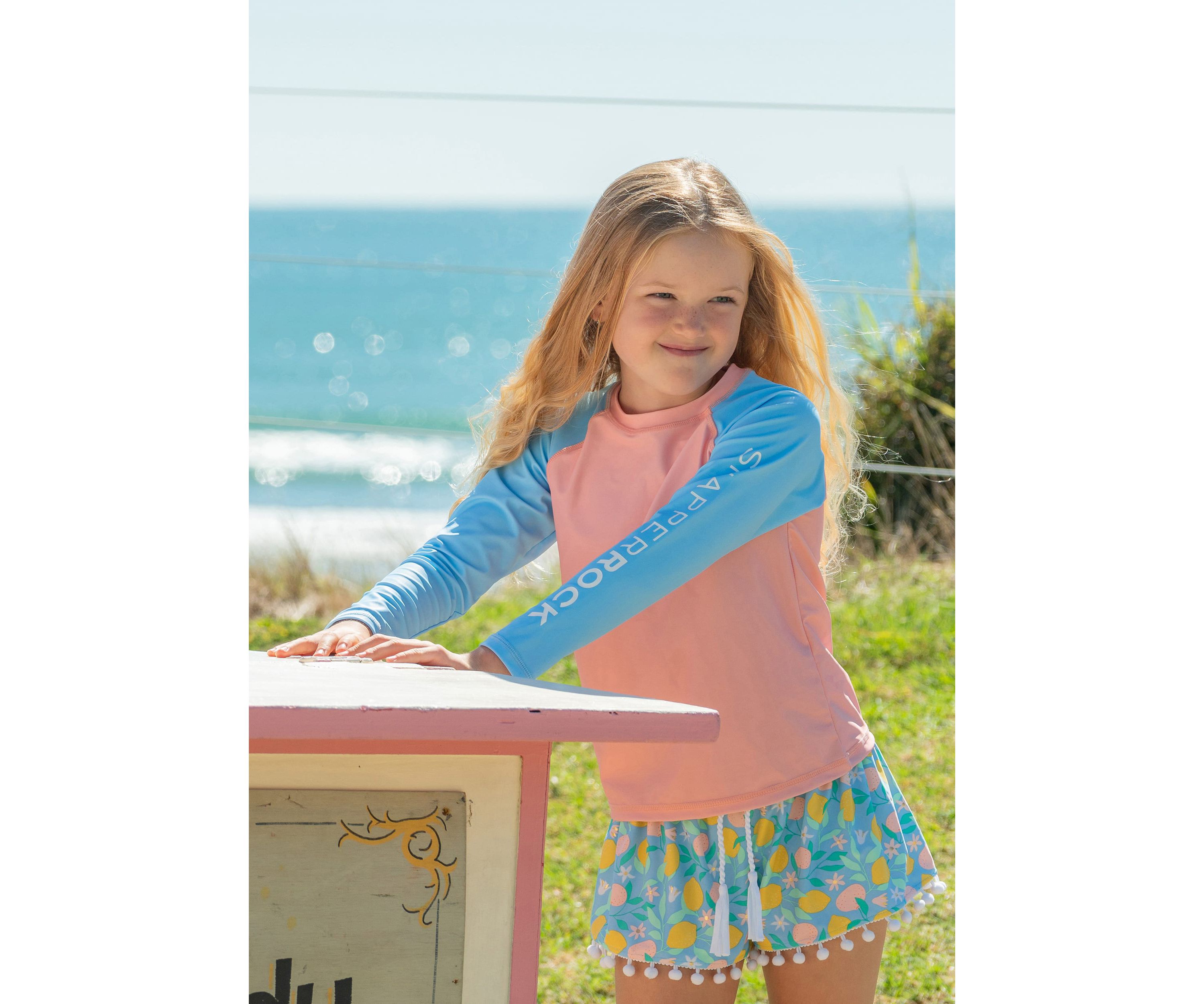 Peach Colorblock LS Rash Top