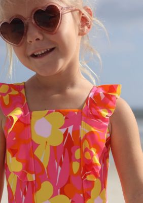 Pop of Sunshine Ruffle Shoulder Swimsuit