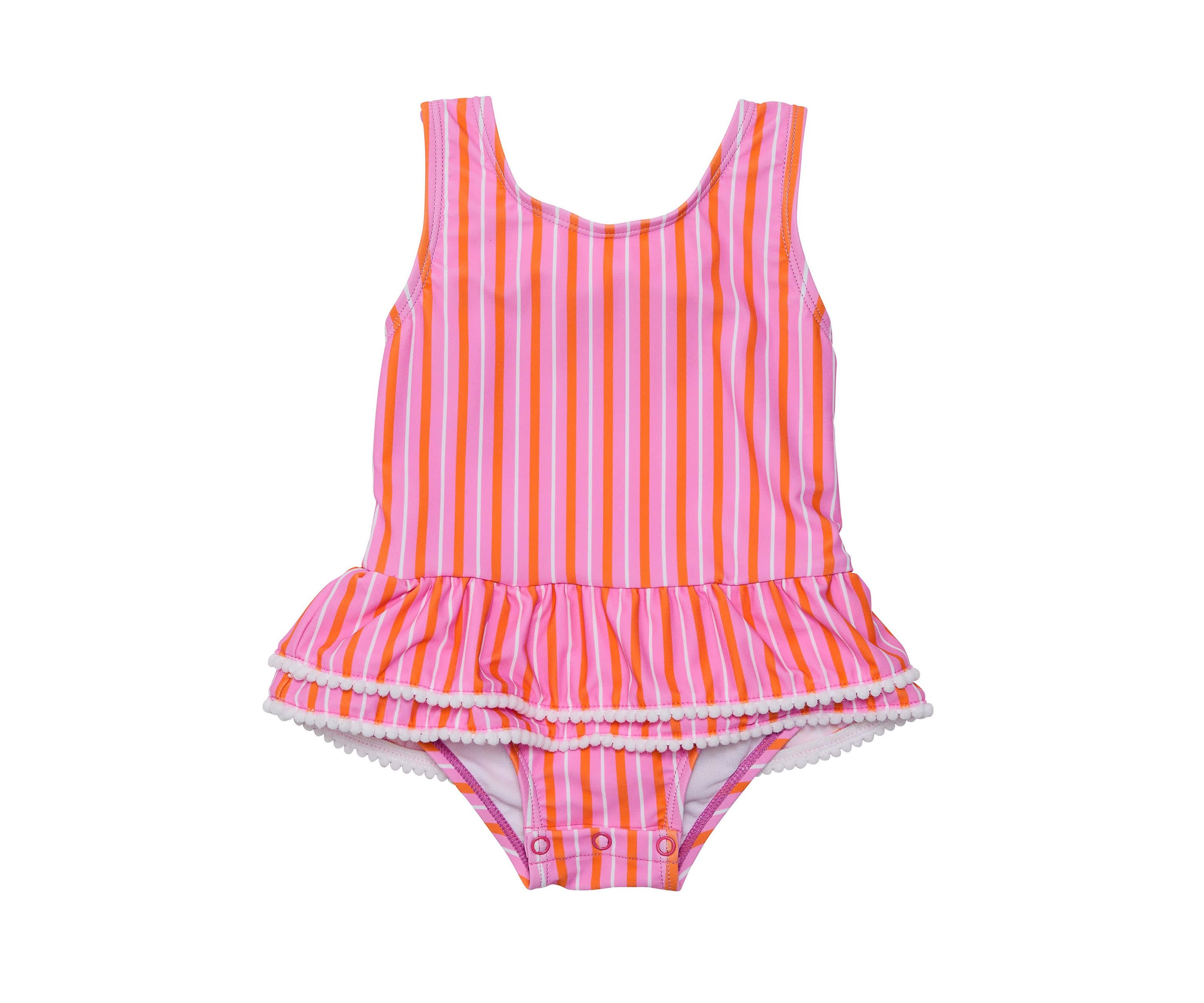 Stripy Sunset Sustainable Skirt Swimsuit