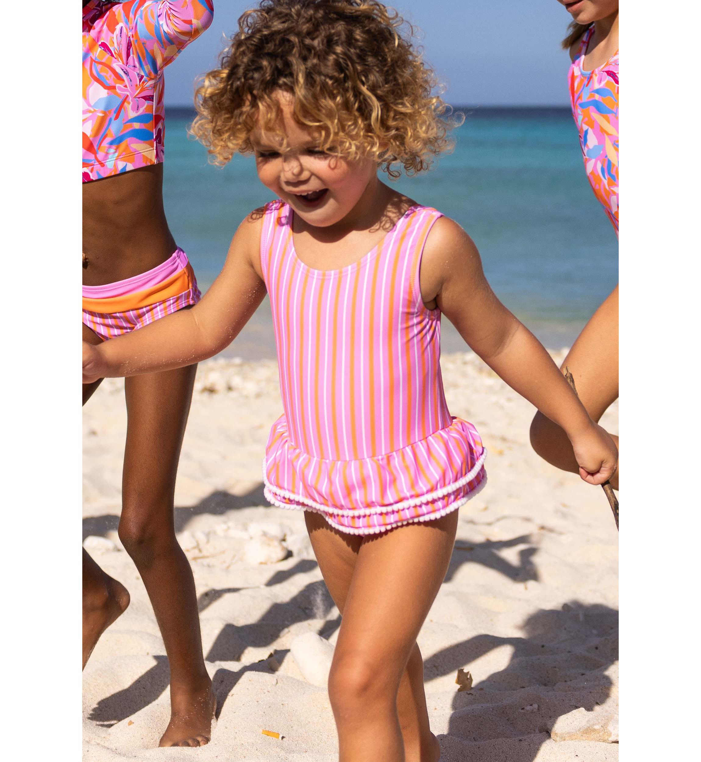 Stripy Sunset Sustainable Skirt Swimsuit