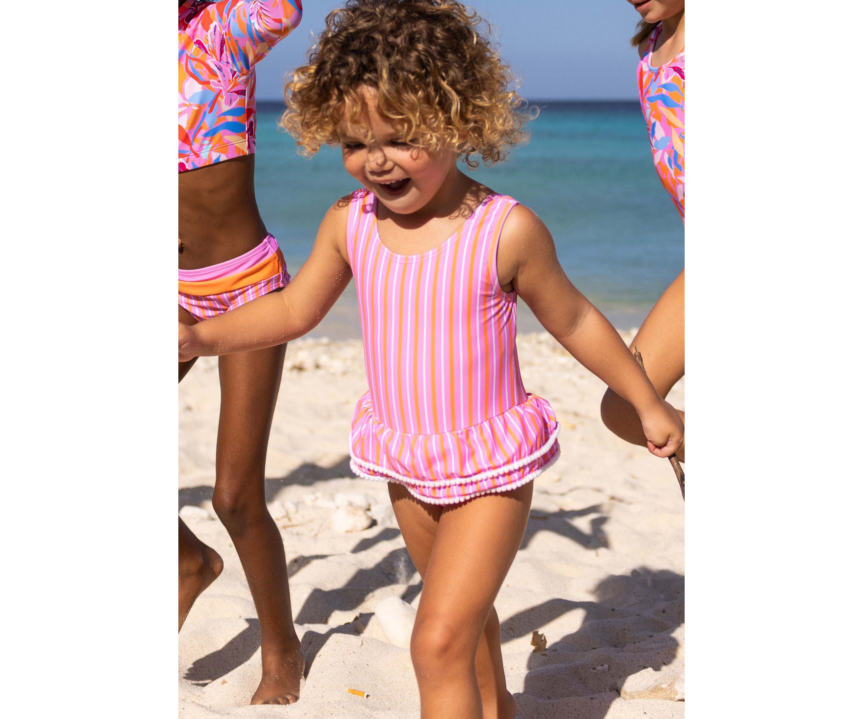Stripy Sunset Sustainable Skirt Swimsuit
