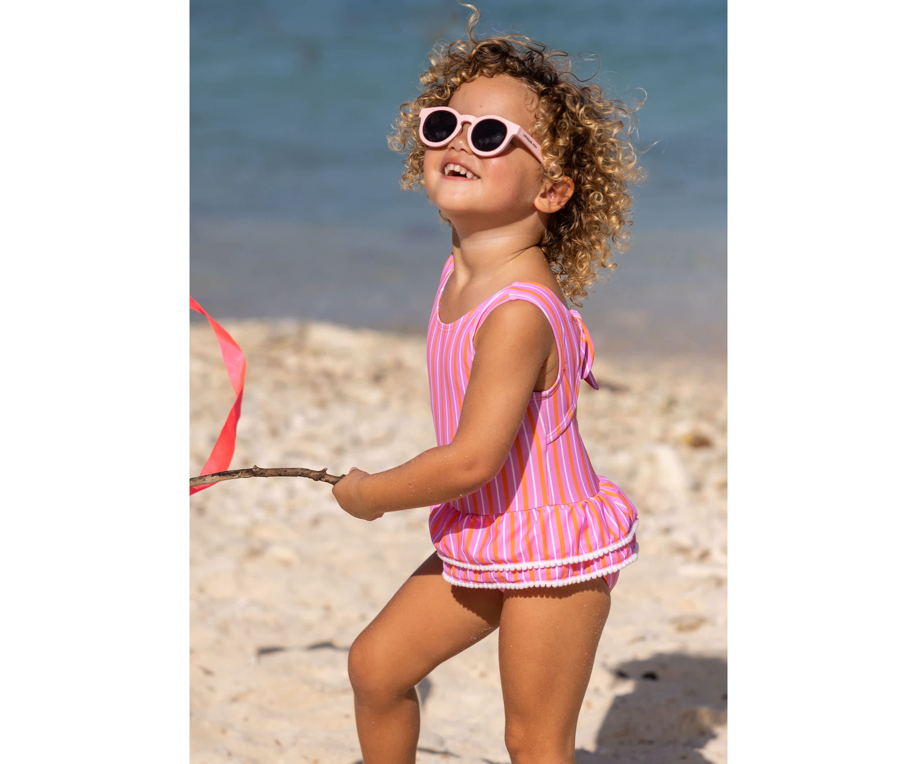 Stripy Sunset Sustainable Skirt Swimsuit