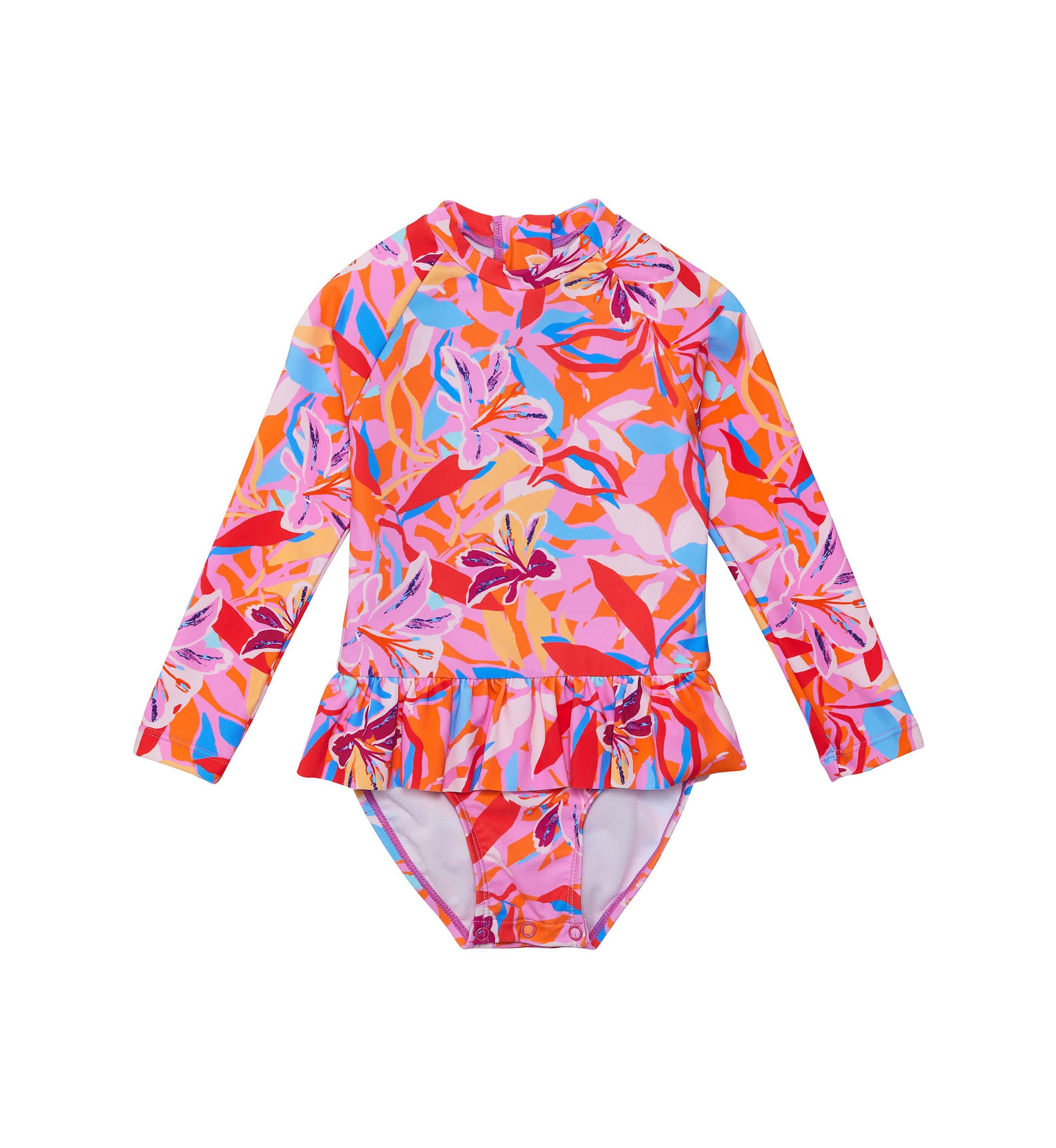 Blooming Sunset Sustainable LS Skirt Surf Suit