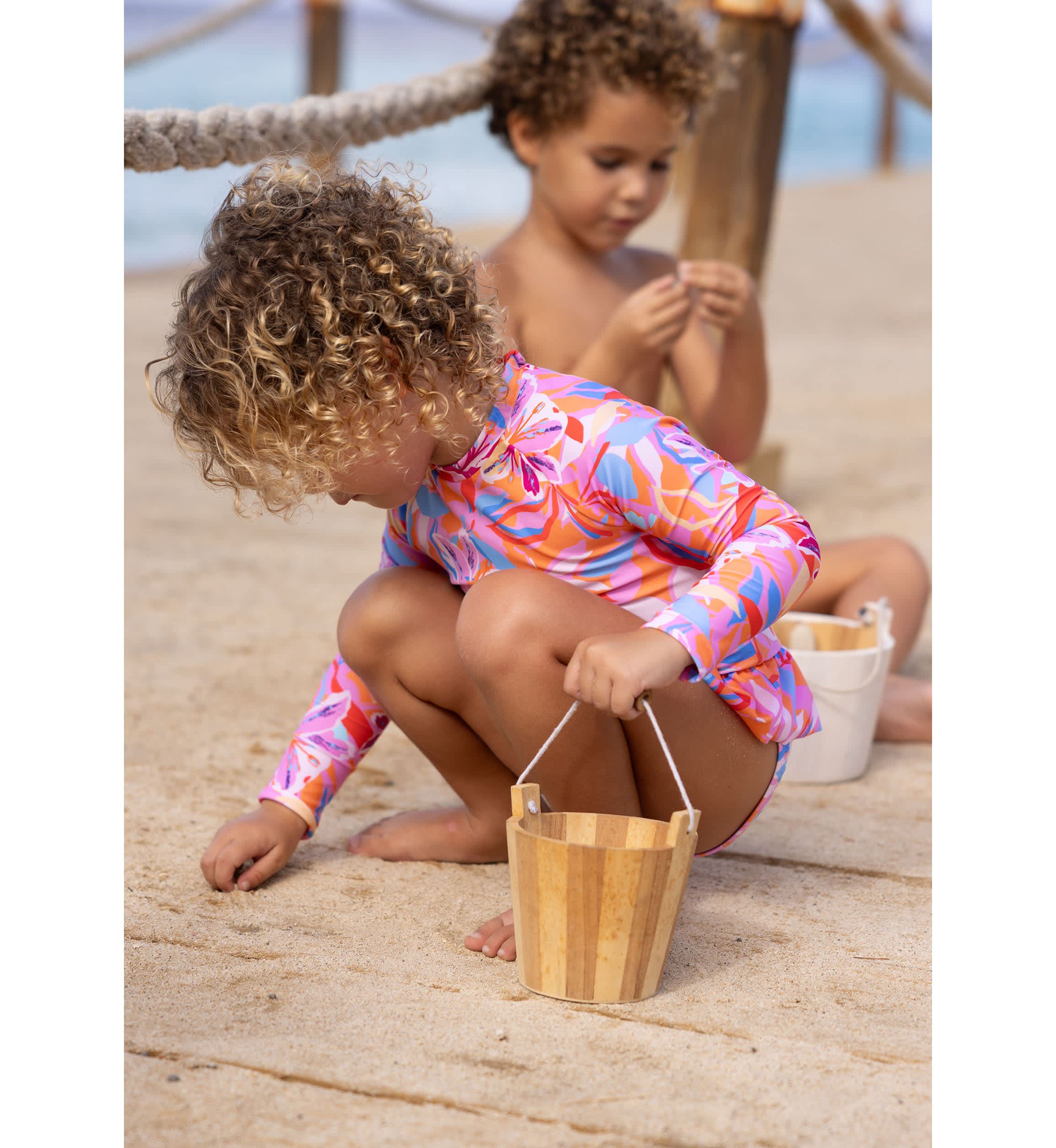 Blooming Sunset Sustainable LS Skirt Surf Suit