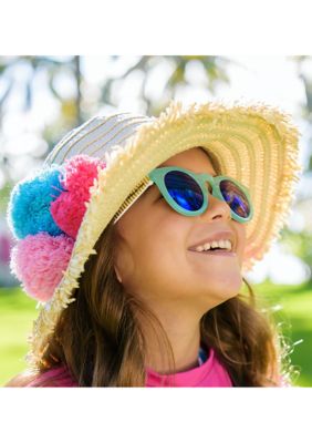 Girls - Pom Pom Straw Hat