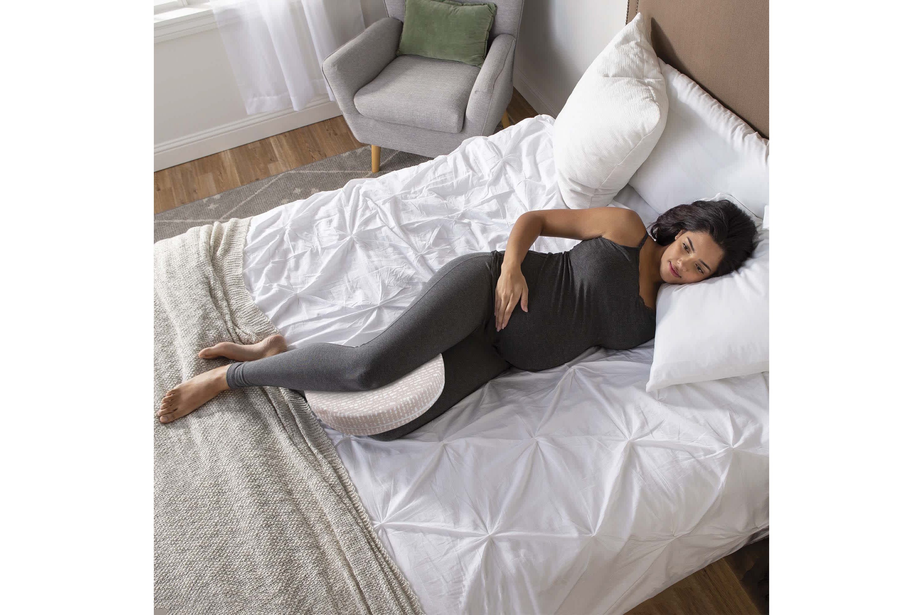 Boppy Organic Cotton Pregnancy Support Wedge Pillow Biscotti Liquid Stripe