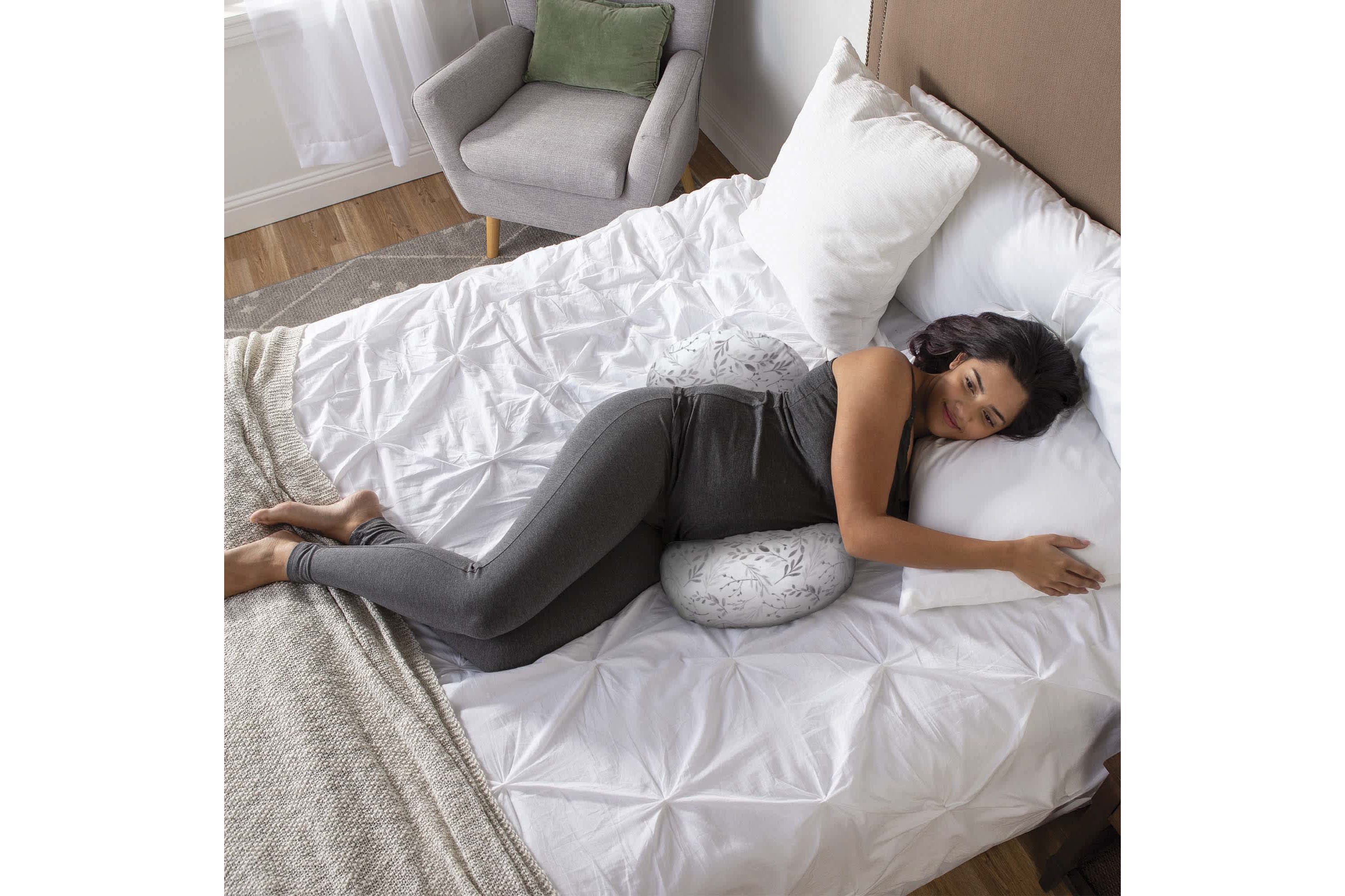 Boppy Side Sleeper Pregnancy Pillow Gray Falling Leaves
