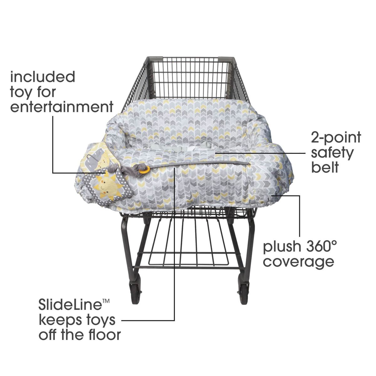 Boppy Shopping Cart Cover Sunshine Gray