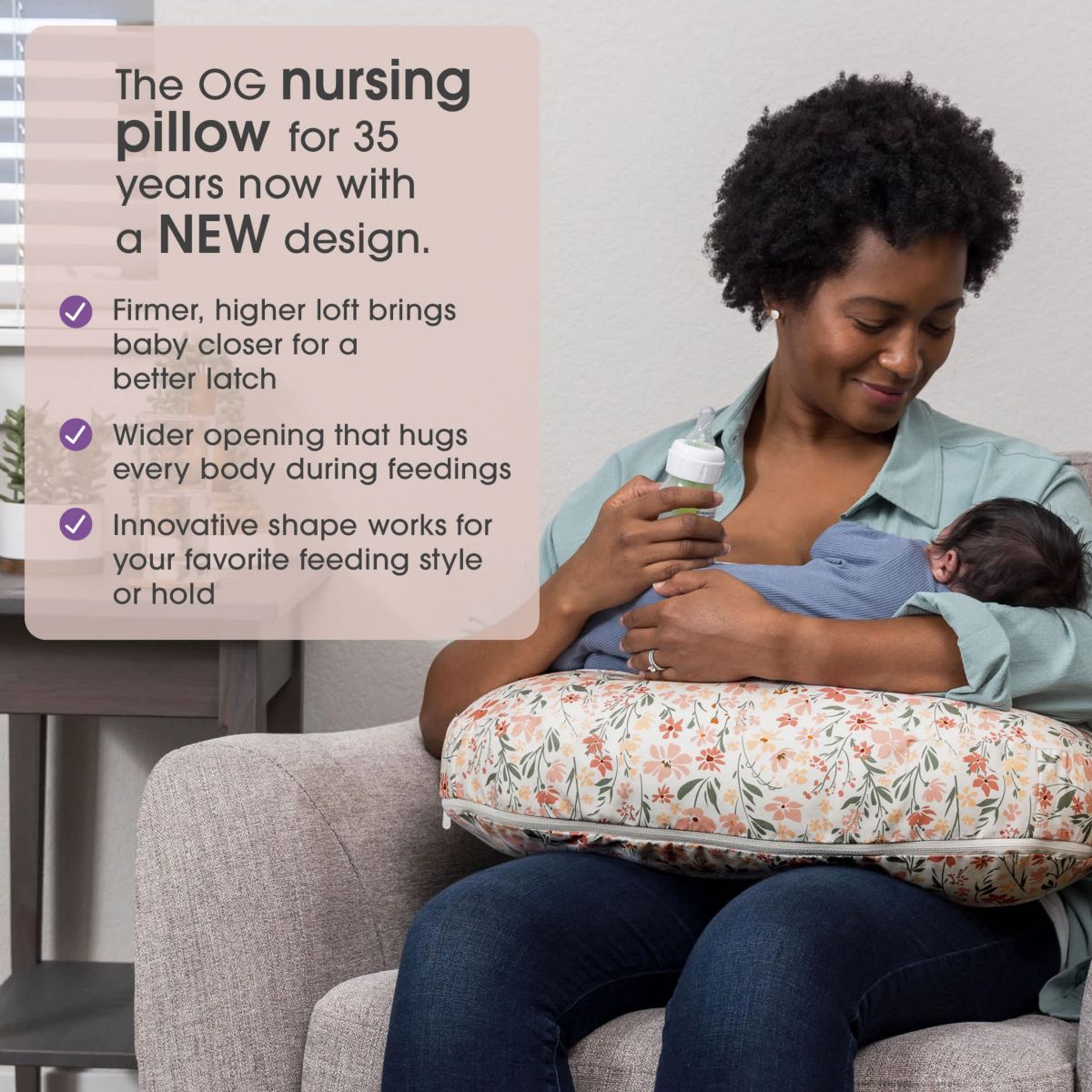 Boppy New Nursing Pillow Pink Field Flowers