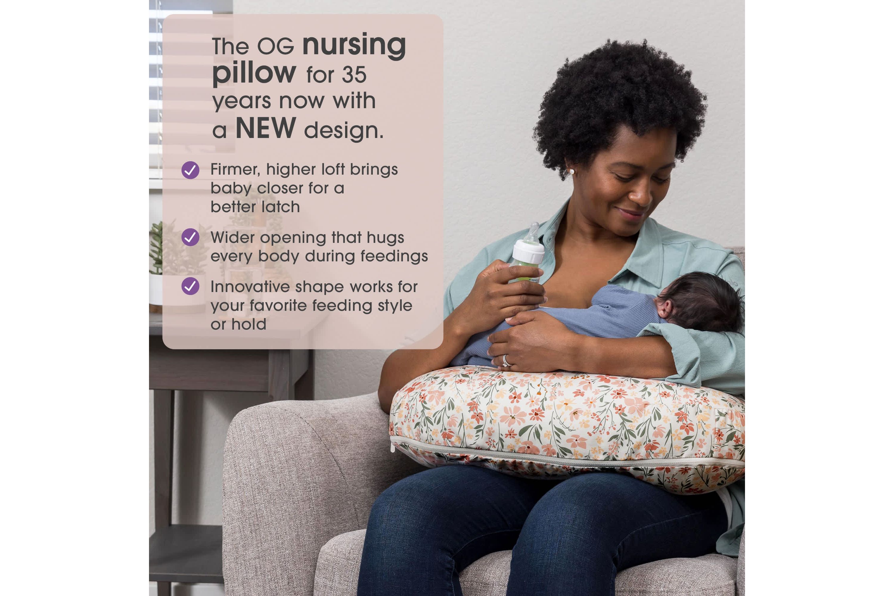 Boppy New Nursing Pillow Pink Field Flowers
