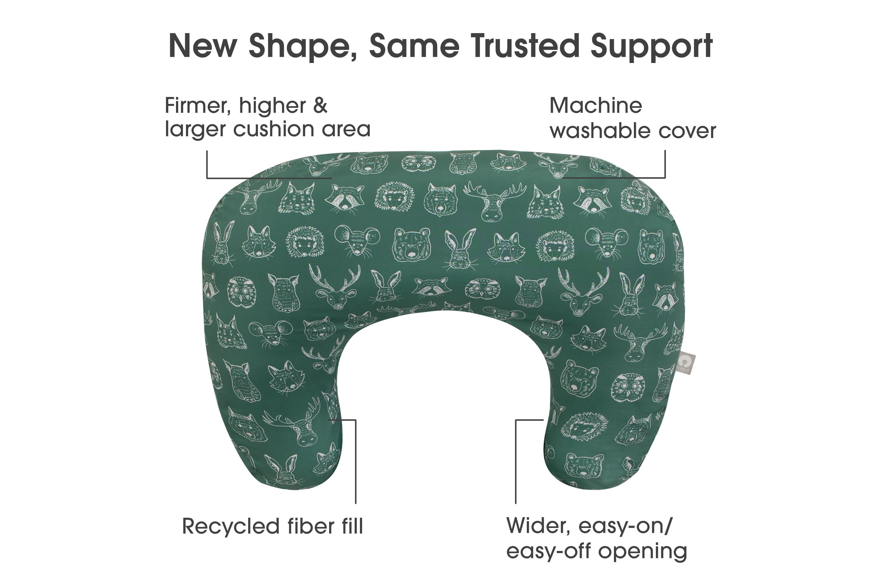 Boppy New Nursing Pillow Green Forest Animal Sketches