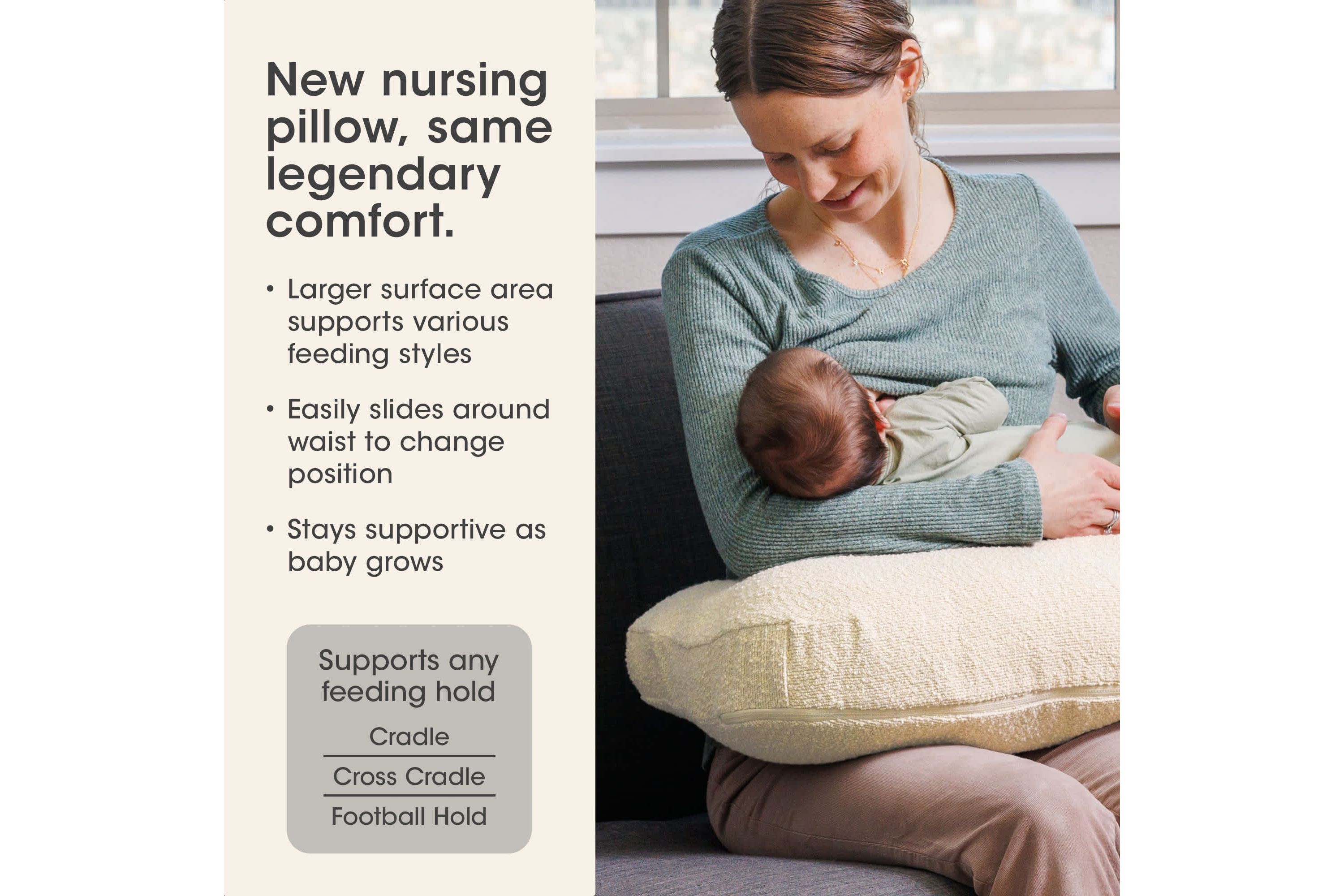 Boppy New Luxe Nursing Pillow Oatmeal Boucle
