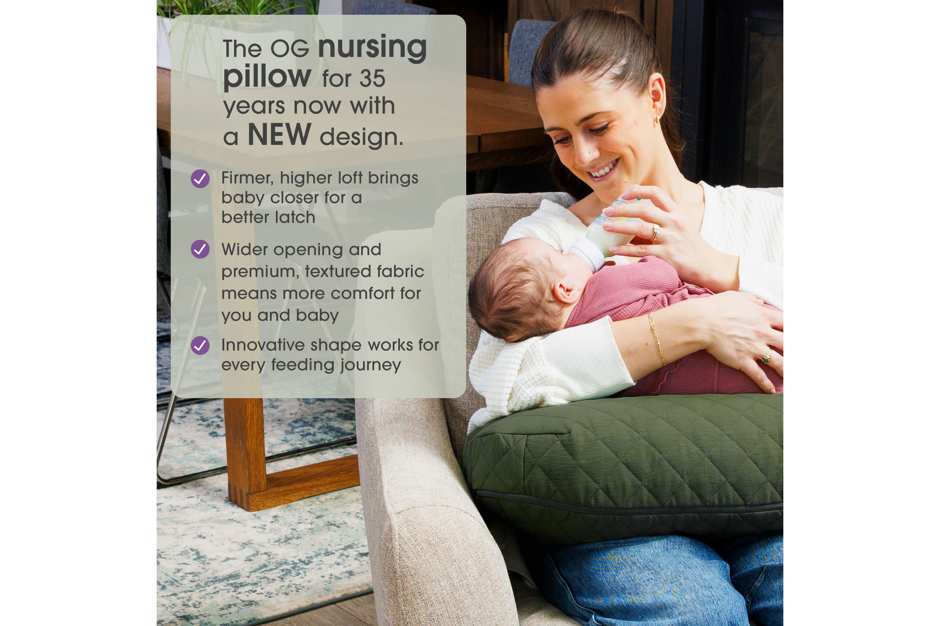 Boppy New Luxe Nursing Pillow Quilted Moss