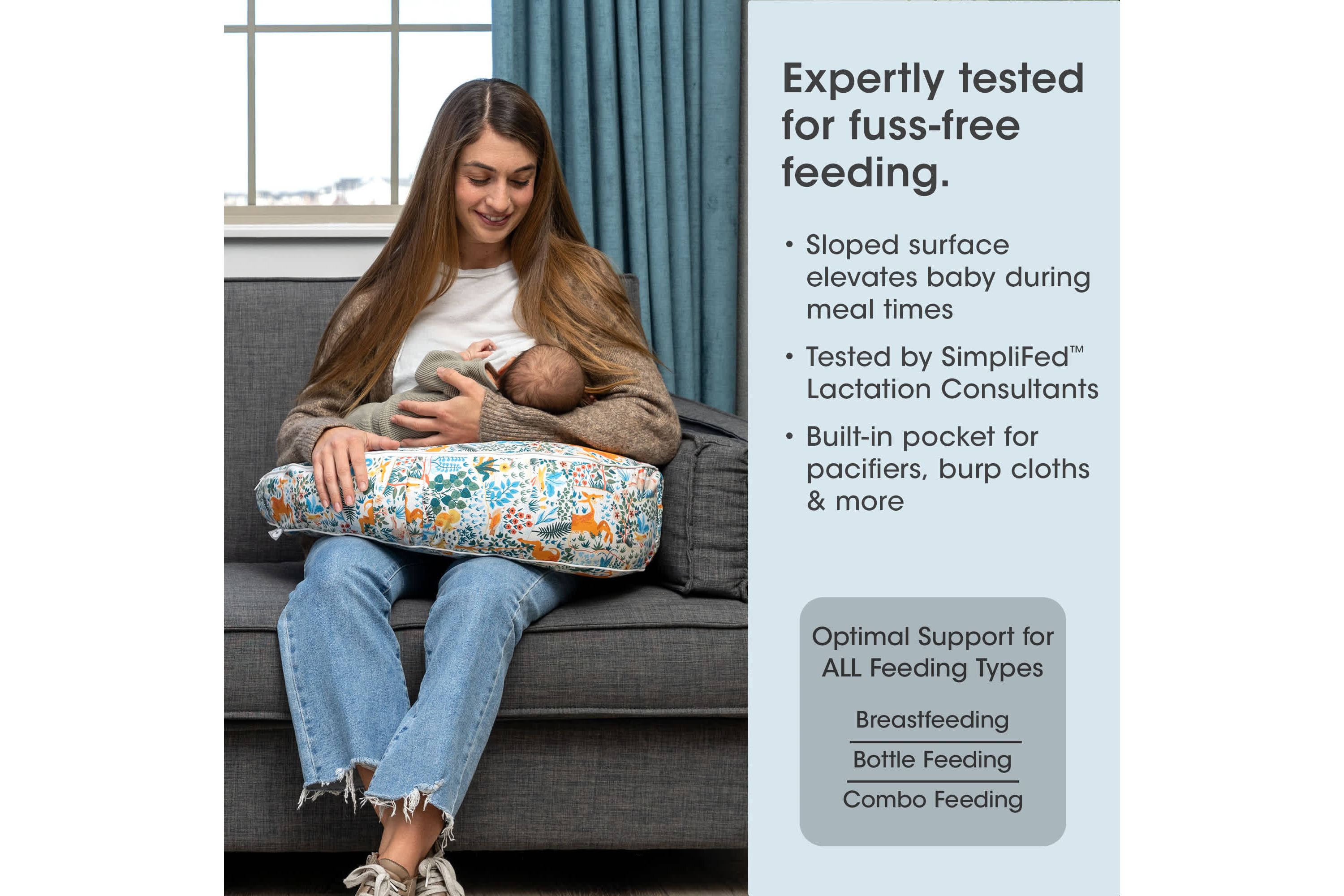 Boppy Uplift Nursing Pillow Colorful Forest Animals