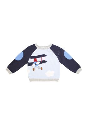 Toddler Boys Airplane Embroidered Sweater