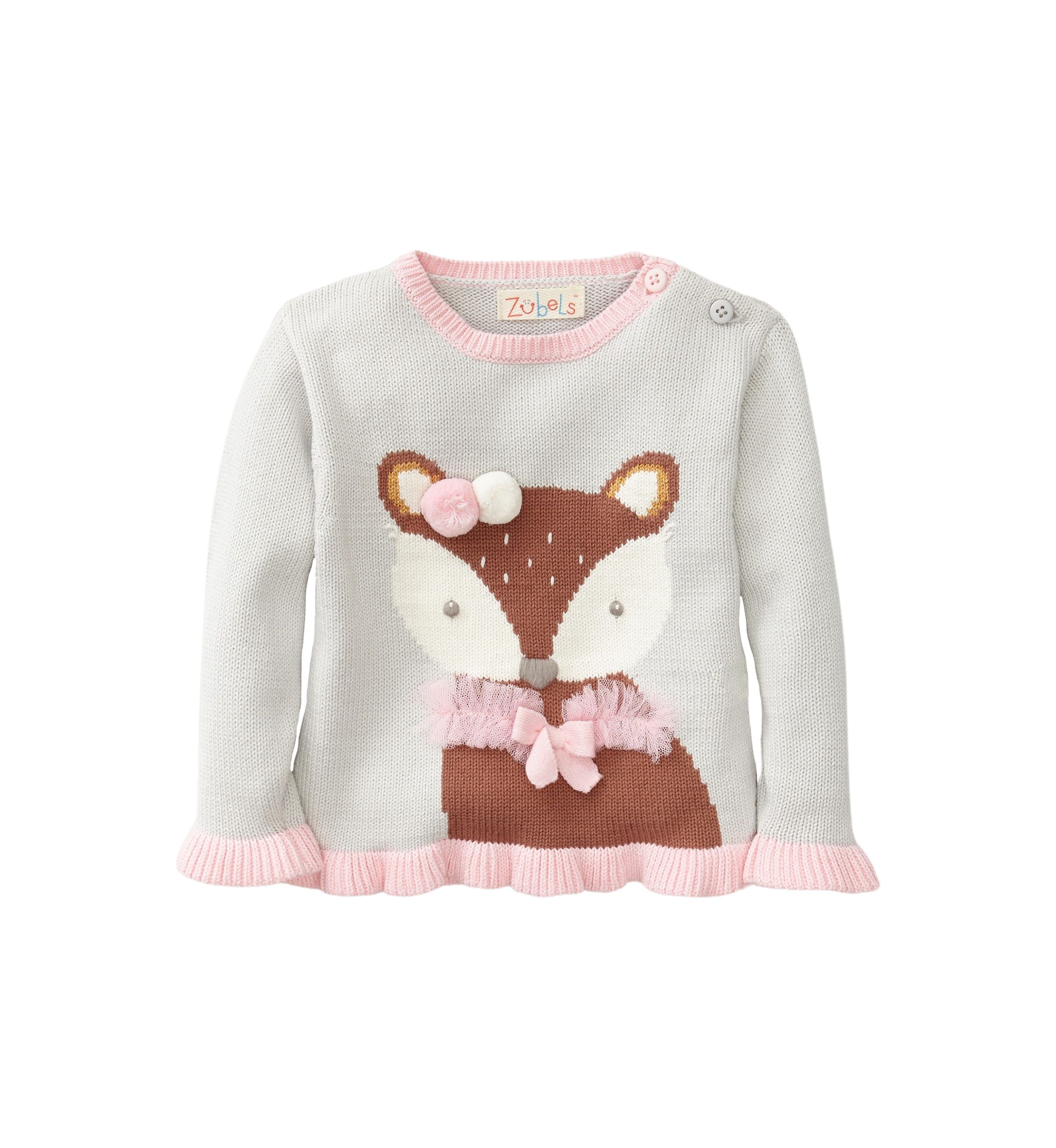 Baby Girls Fox Appliqué Sweater