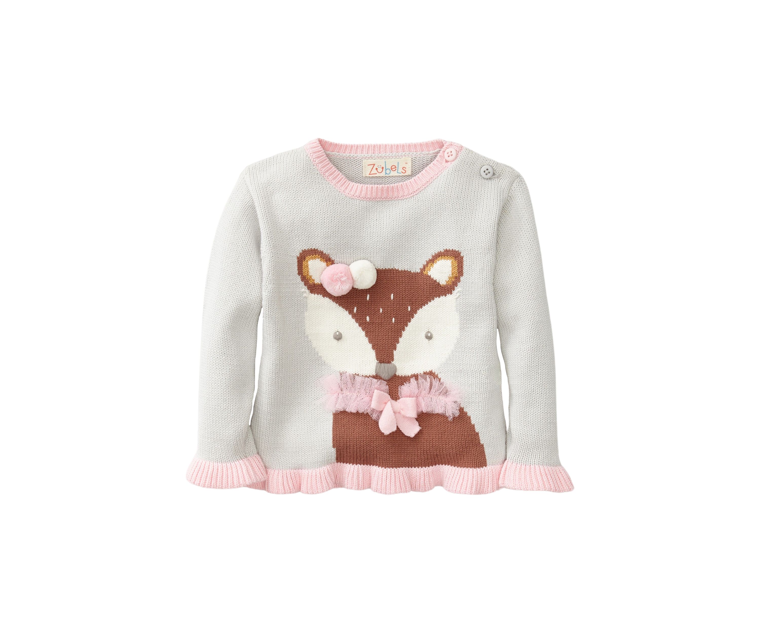 Baby Girls Fox Appliqué Sweater