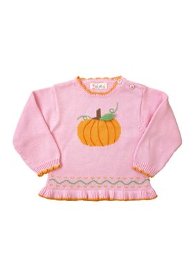 Baby Girls Intarsia Pumpkin Embroidered Sweater