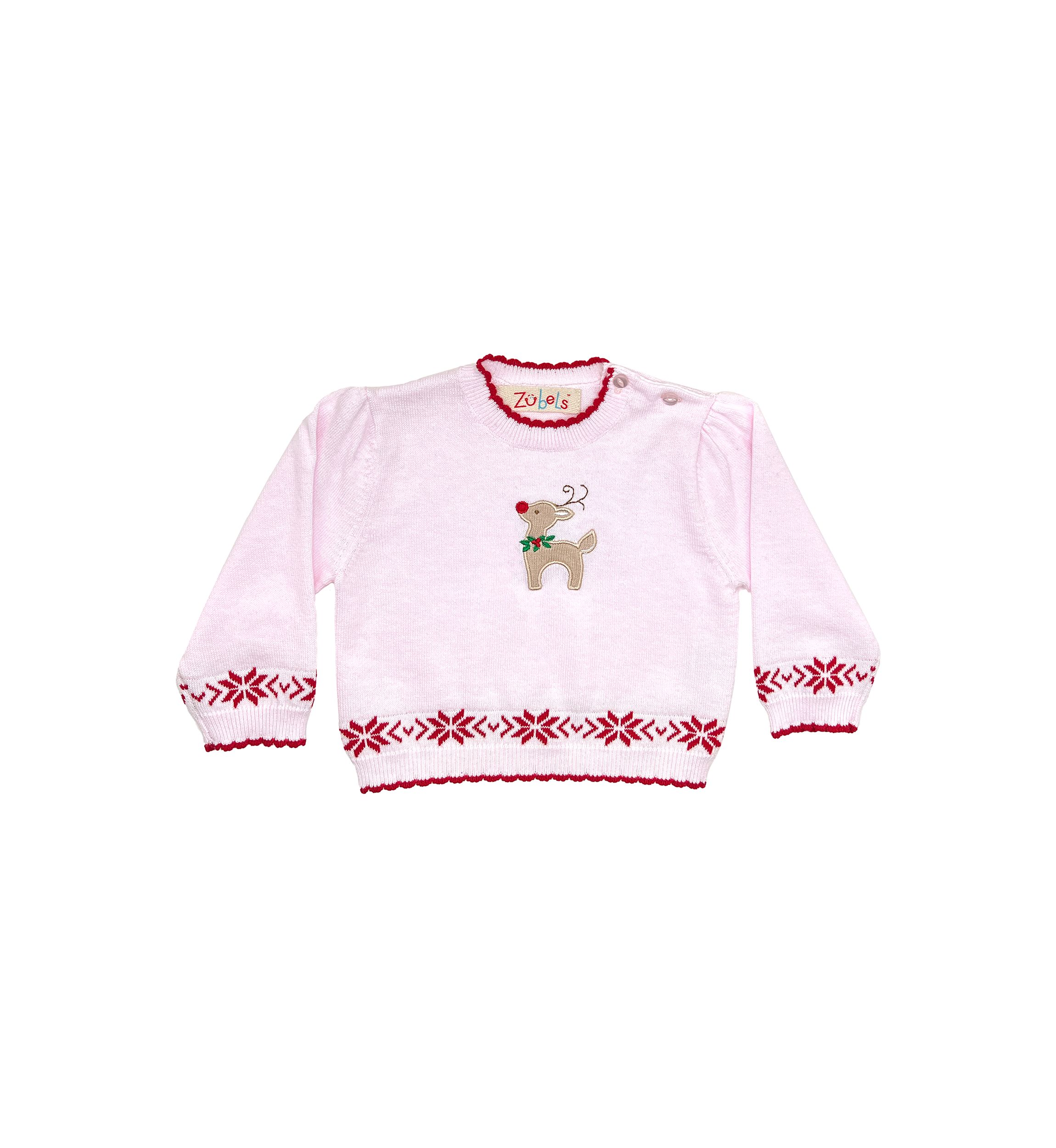 Toddler Girls Reindeer Appliqué Knit Sweater