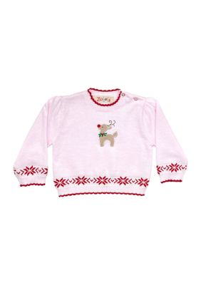 Baby Girls Reindeer Appliqué Sweater