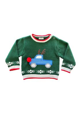 Baby Boys Reindeer Truck Appliqué Sweater