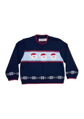 Baby Boys Snowflake and Santa Appliqué Jacquard Sweater