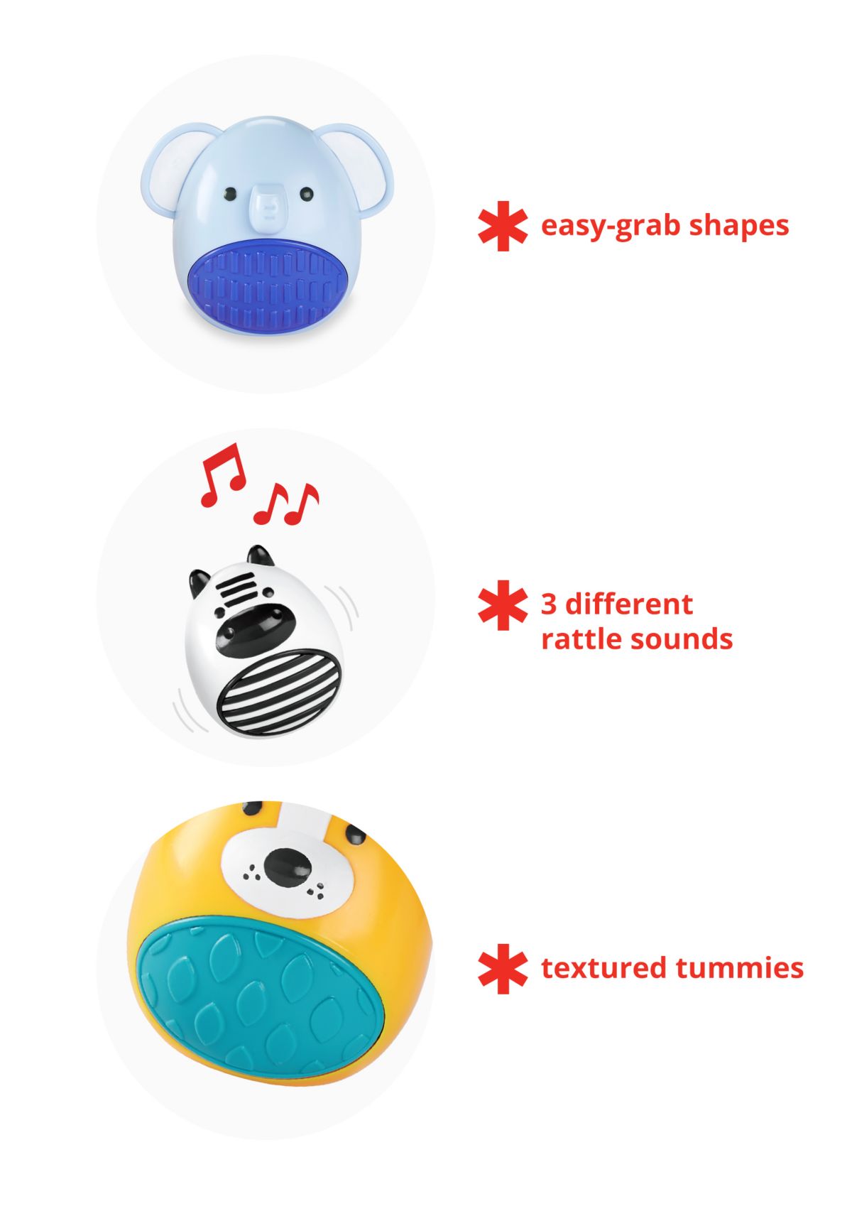 Jungle Egg Shaker Rattle Toys - 3 Pack