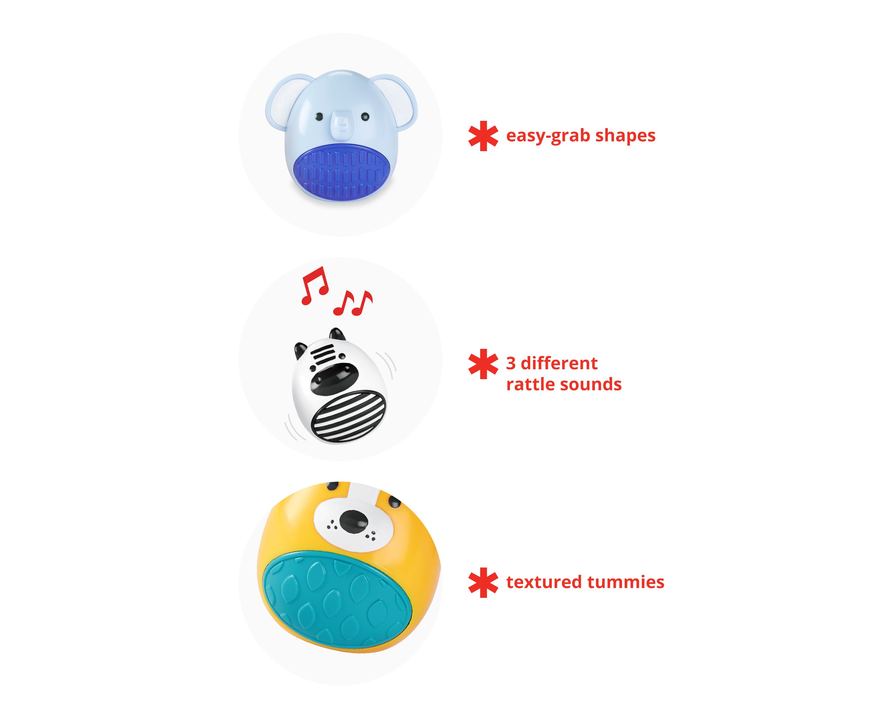 Jungle Egg Shaker Rattle Toys - 3 Pack