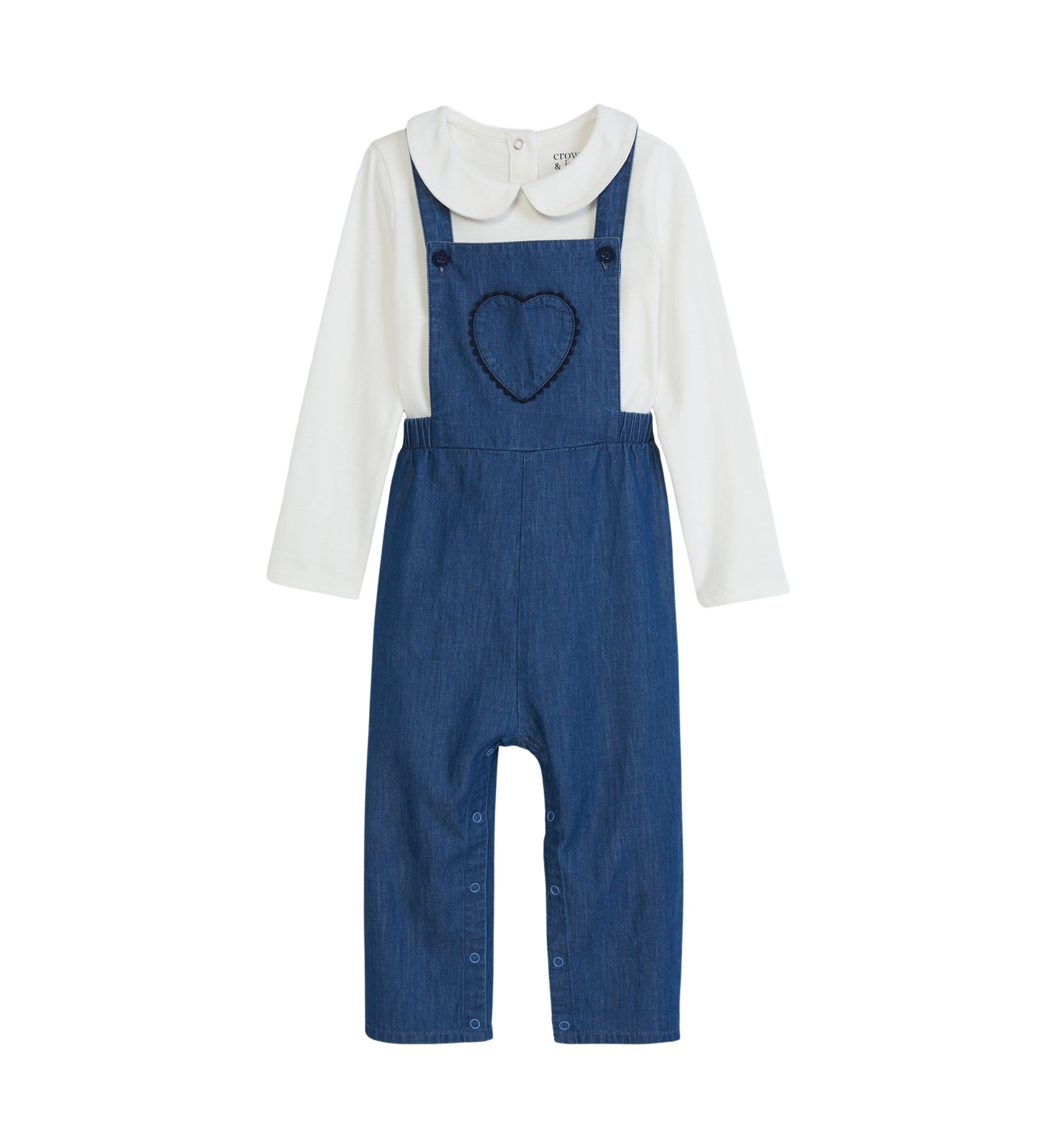 Baby Girls Chambray Overalls Set