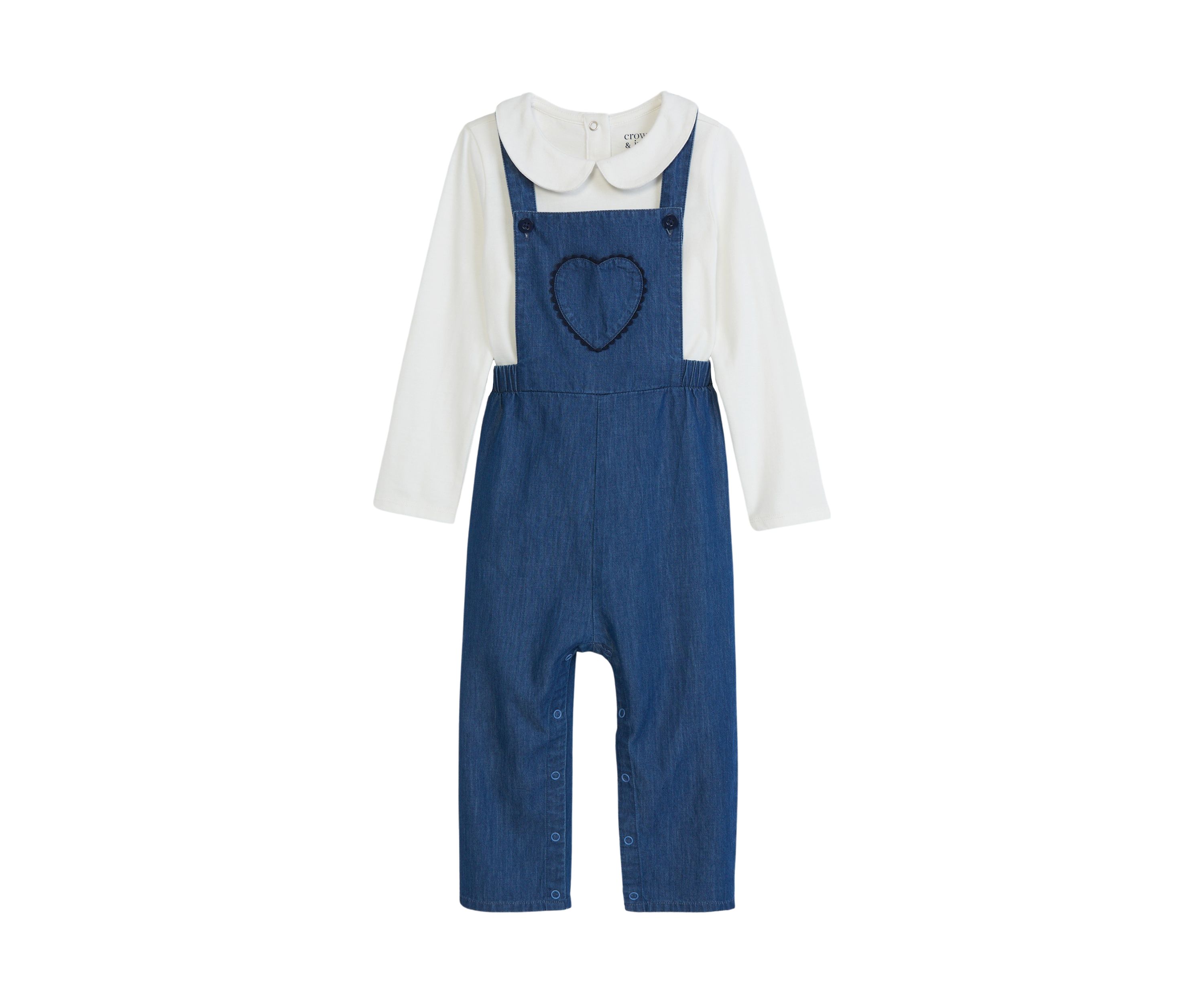 Baby Girls Chambray Overalls Set