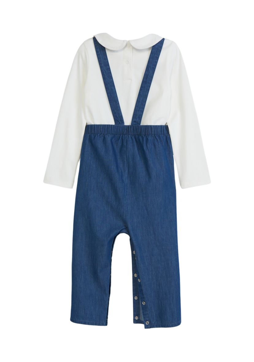 Baby Girls Chambray Overalls Set