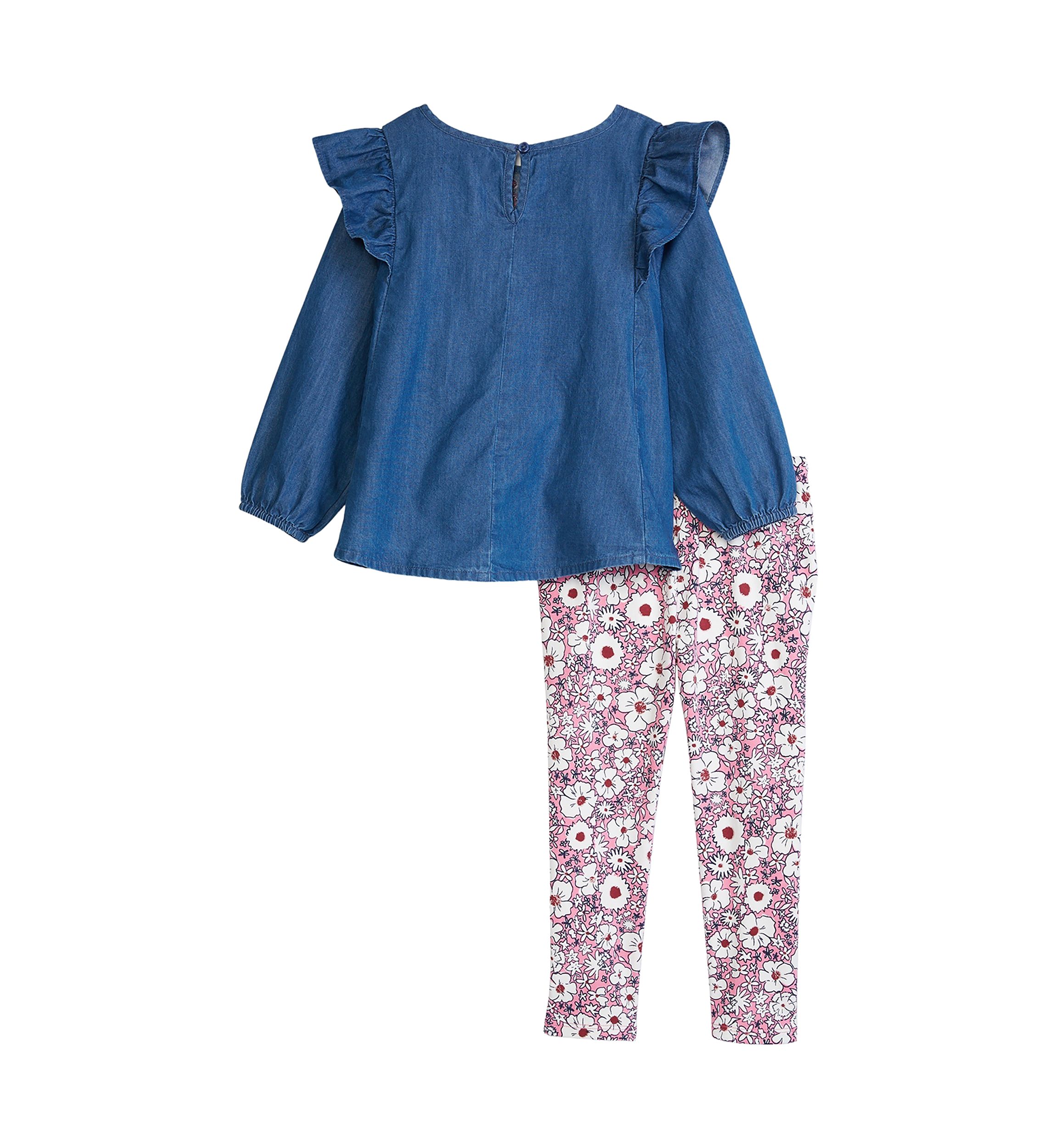 Baby Girls Embroidered Top and Printed Leggings Set