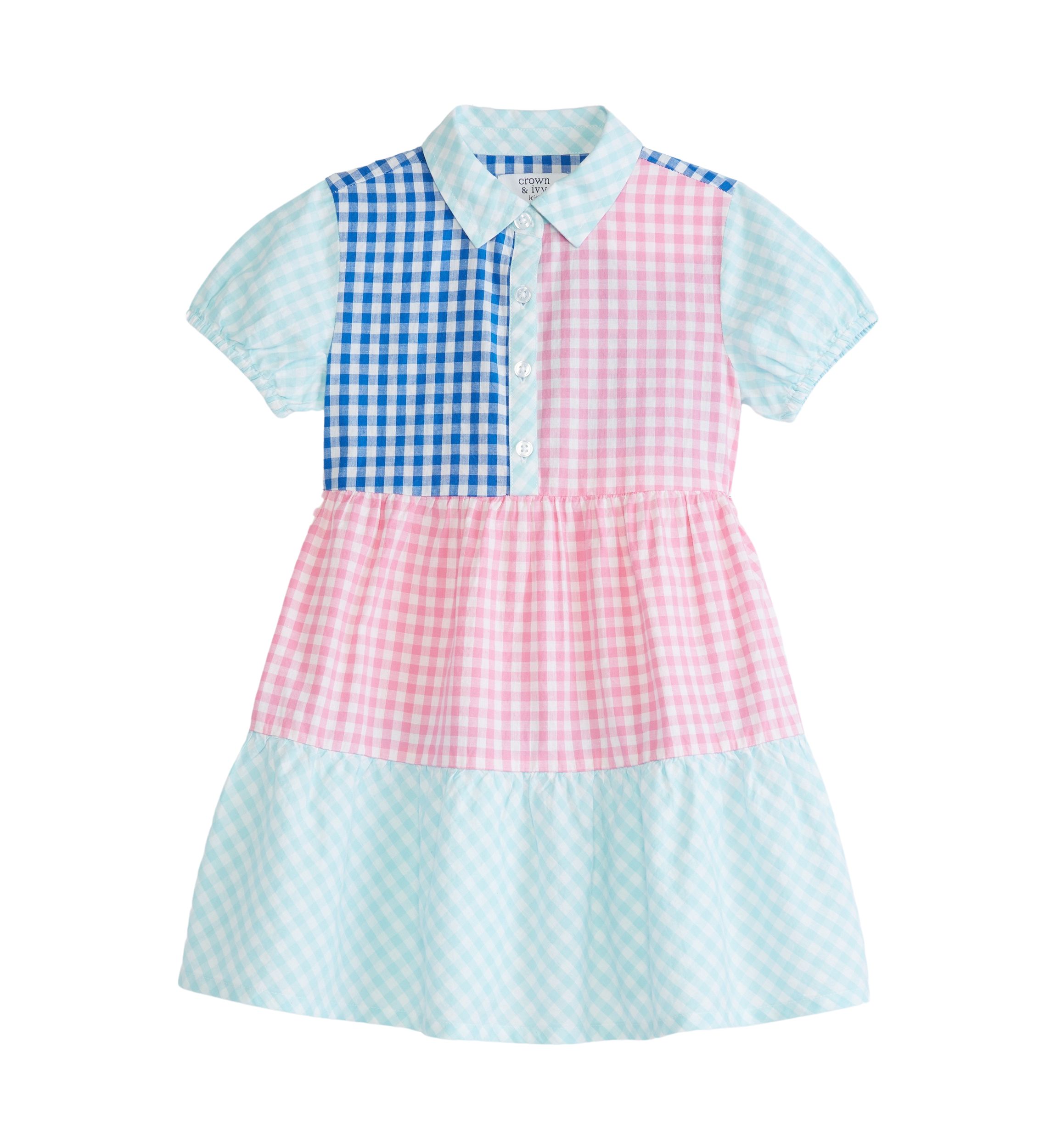 Baby Girls Color Block Gingham Dress