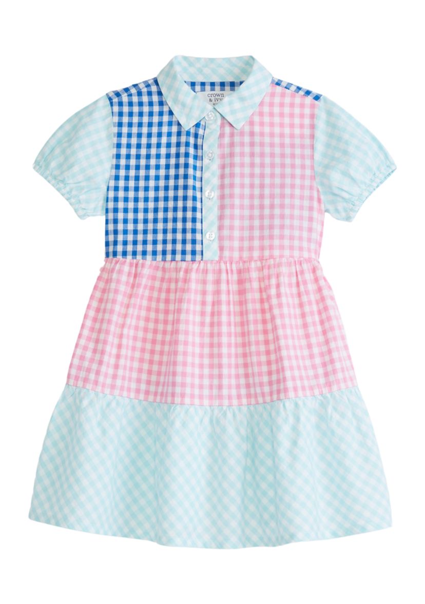 Baby Girls Color Block Gingham Dress
