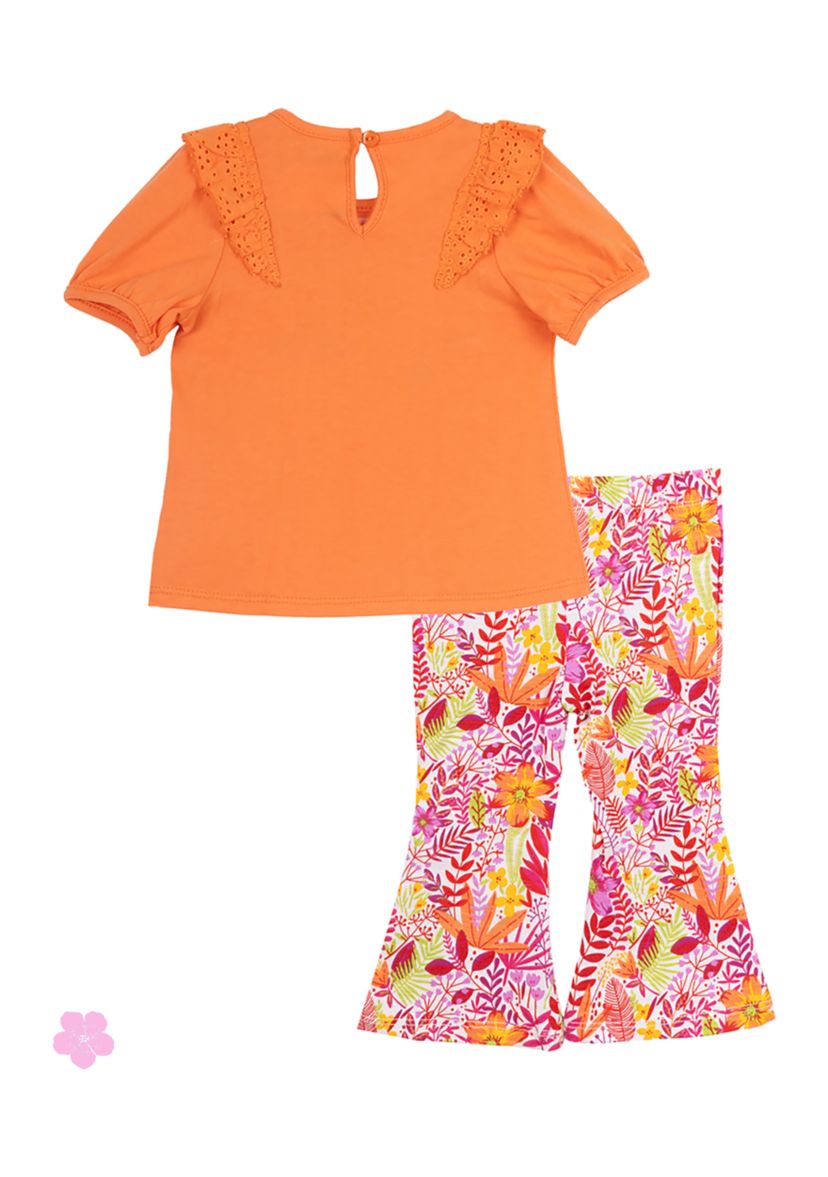 Baby Girls Rainbow Appliqué Top and Printed Pants Set