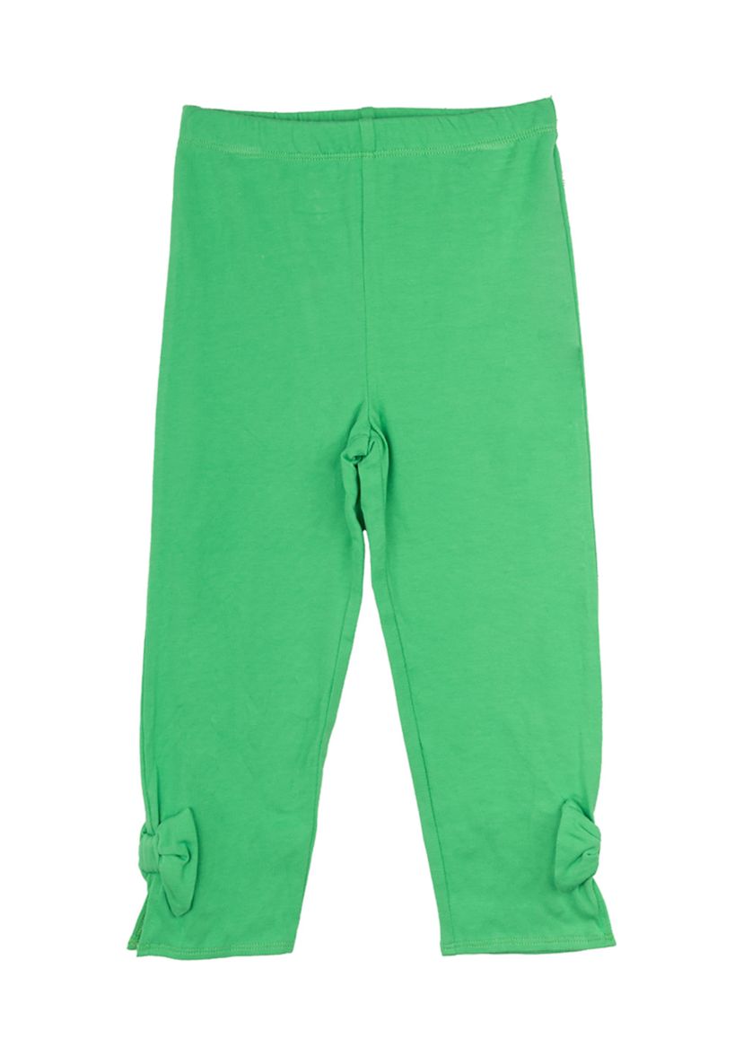 Toddler Girls Solid Green Leggings with Bow Details