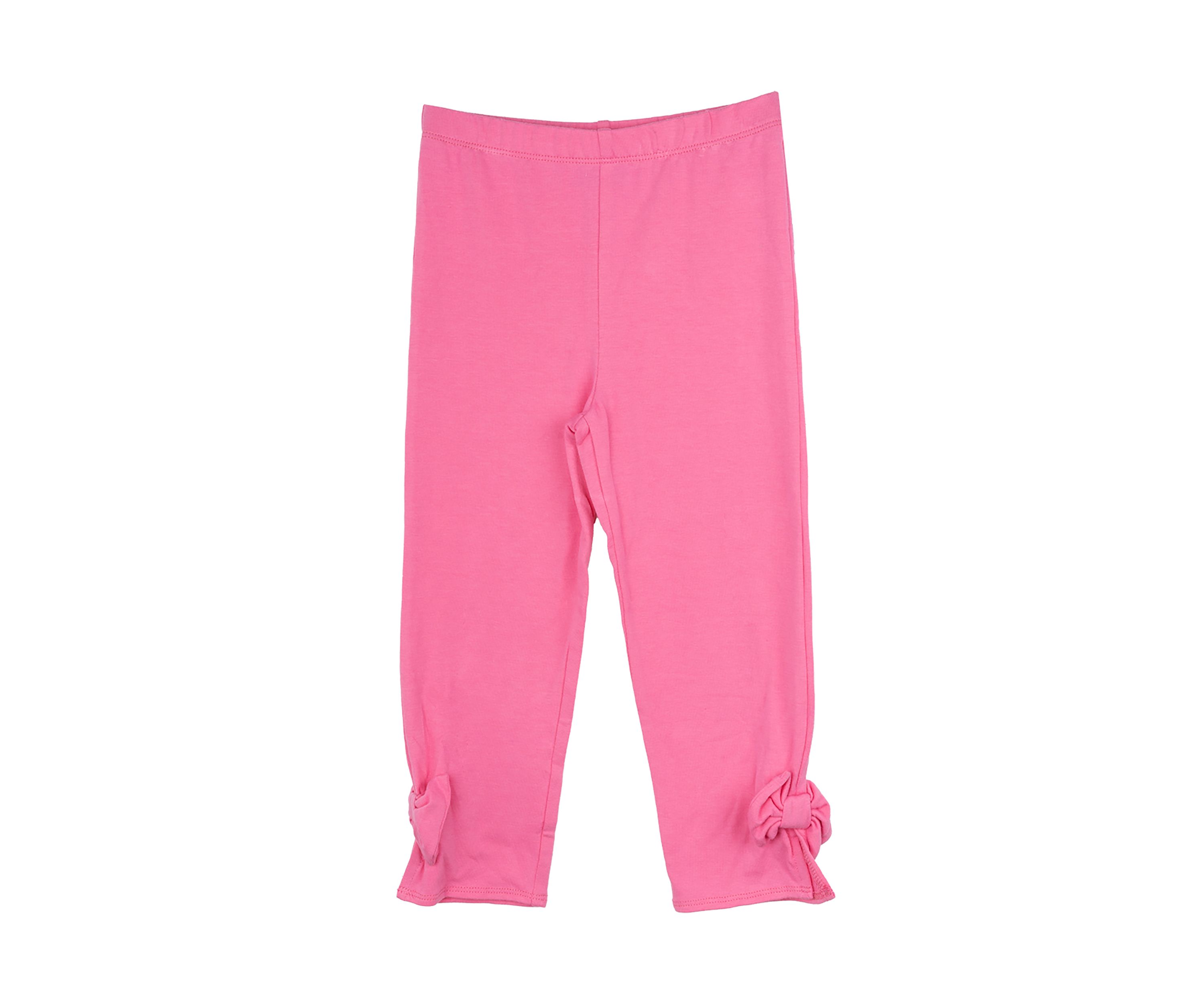 Toddler Girls Solid Pink Leggings with Bow Details