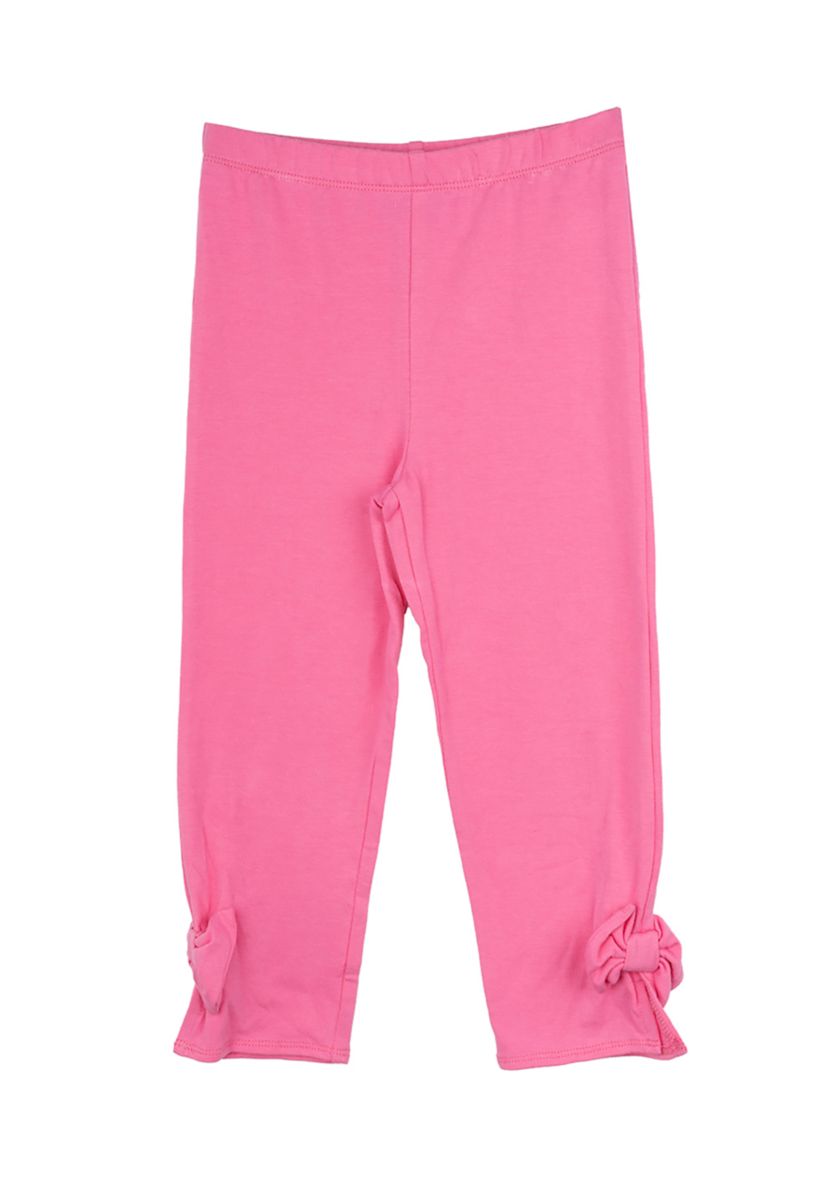 Toddler Girls Solid Pink Leggings with Bow Details