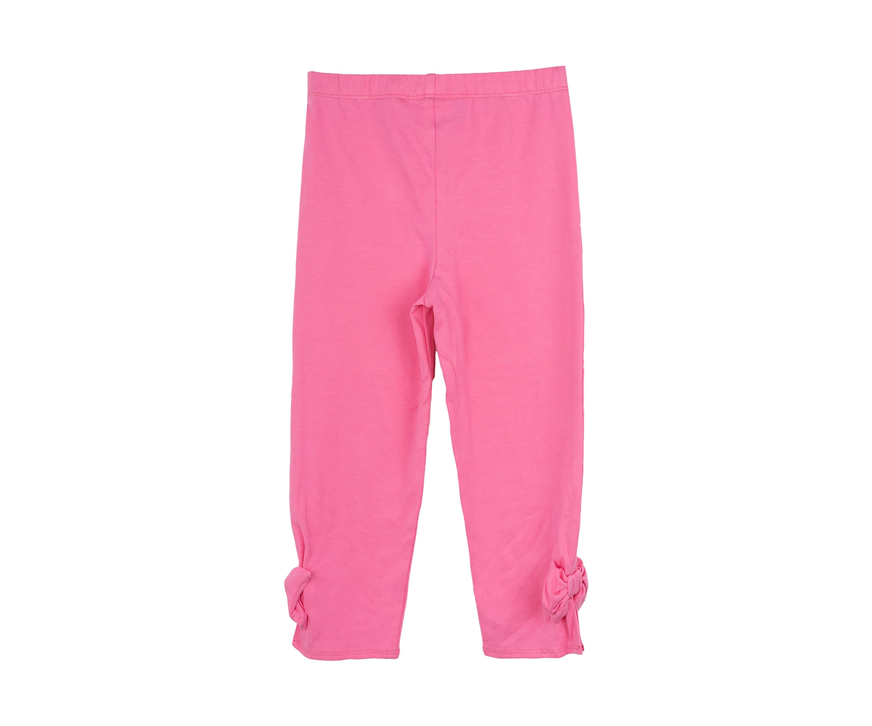 Toddler Girls Solid Pink Leggings with Bow Details