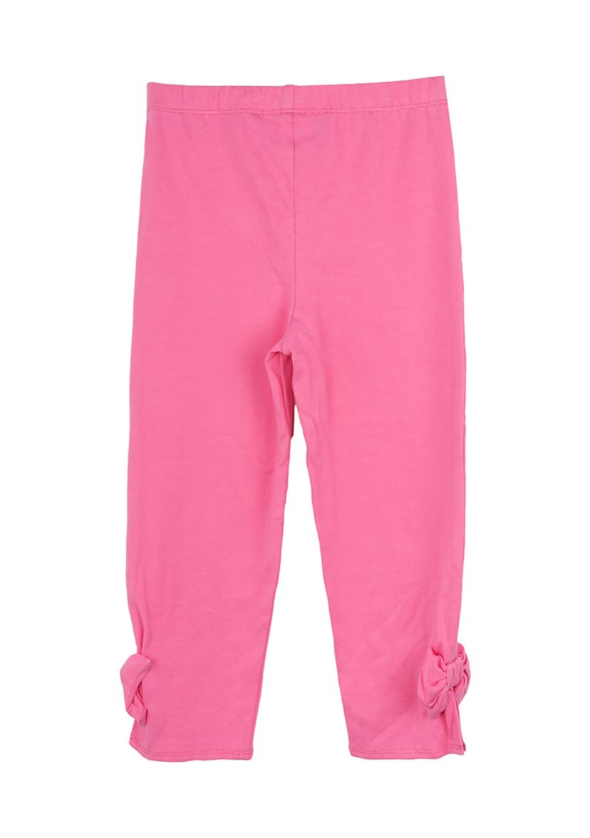 Toddler Girls Solid Pink Leggings with Bow Details
