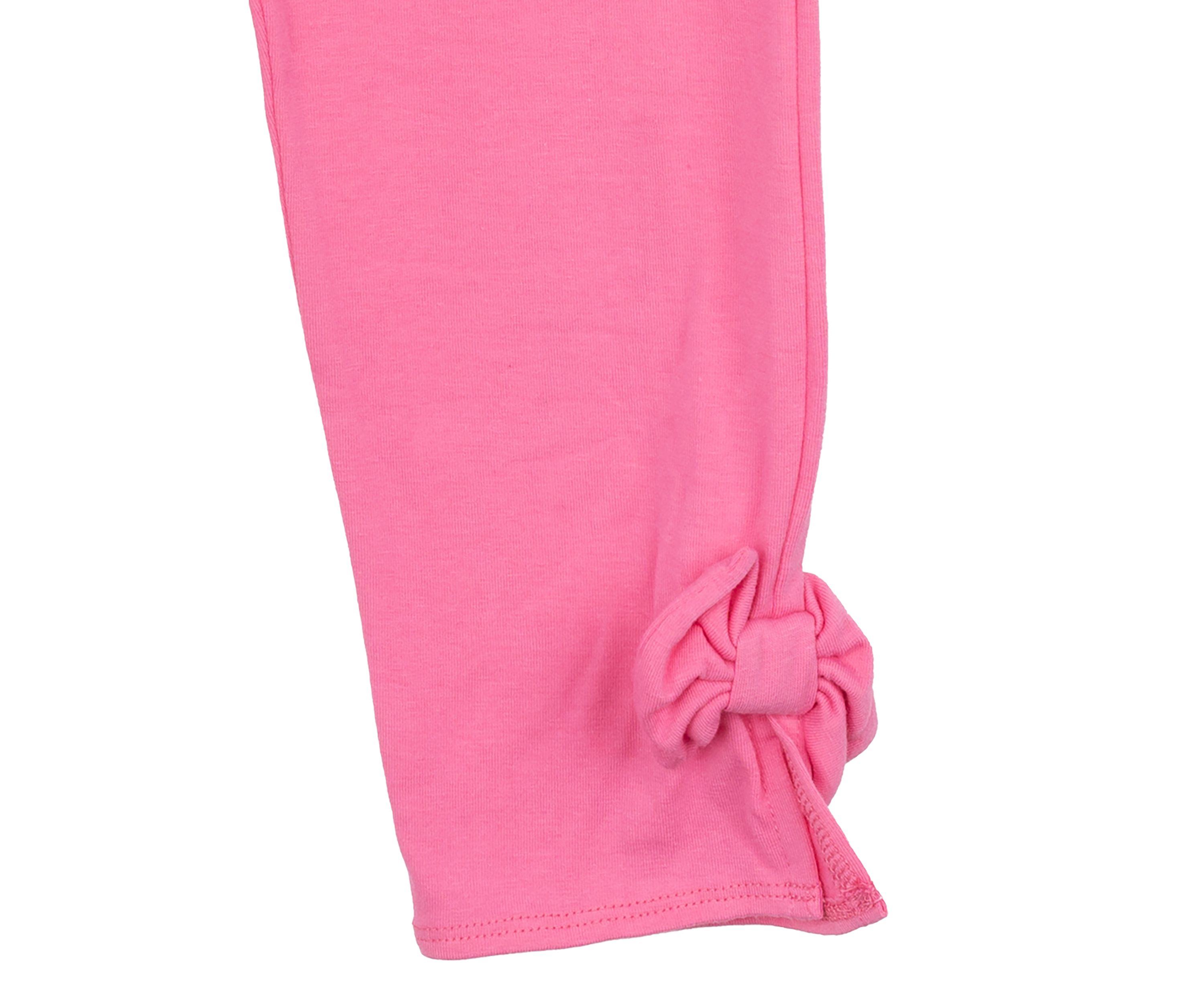 Toddler Girls Solid Pink Leggings with Bow Details