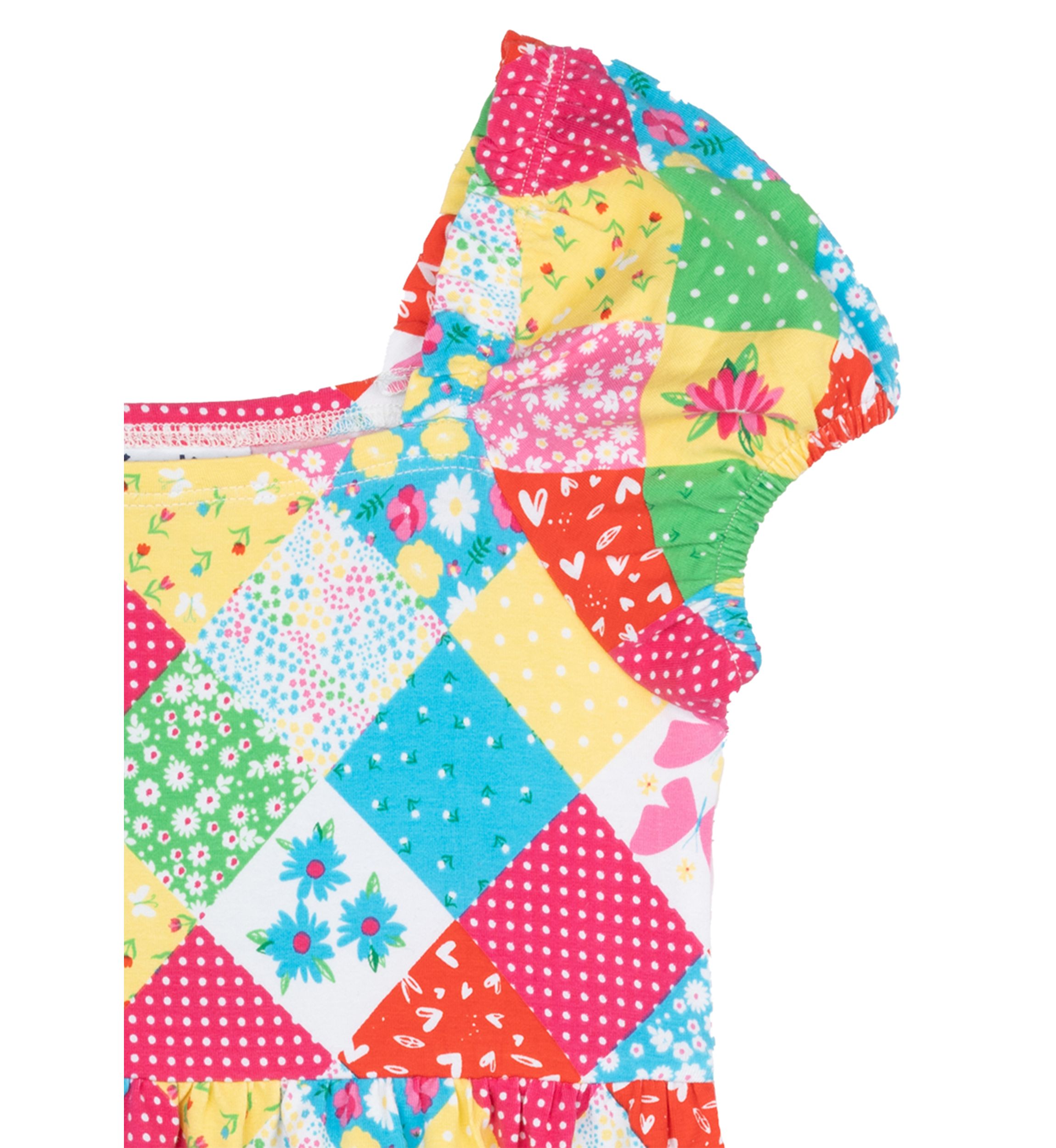 Toddler Girls Puff Sleeve Patchwork Dress