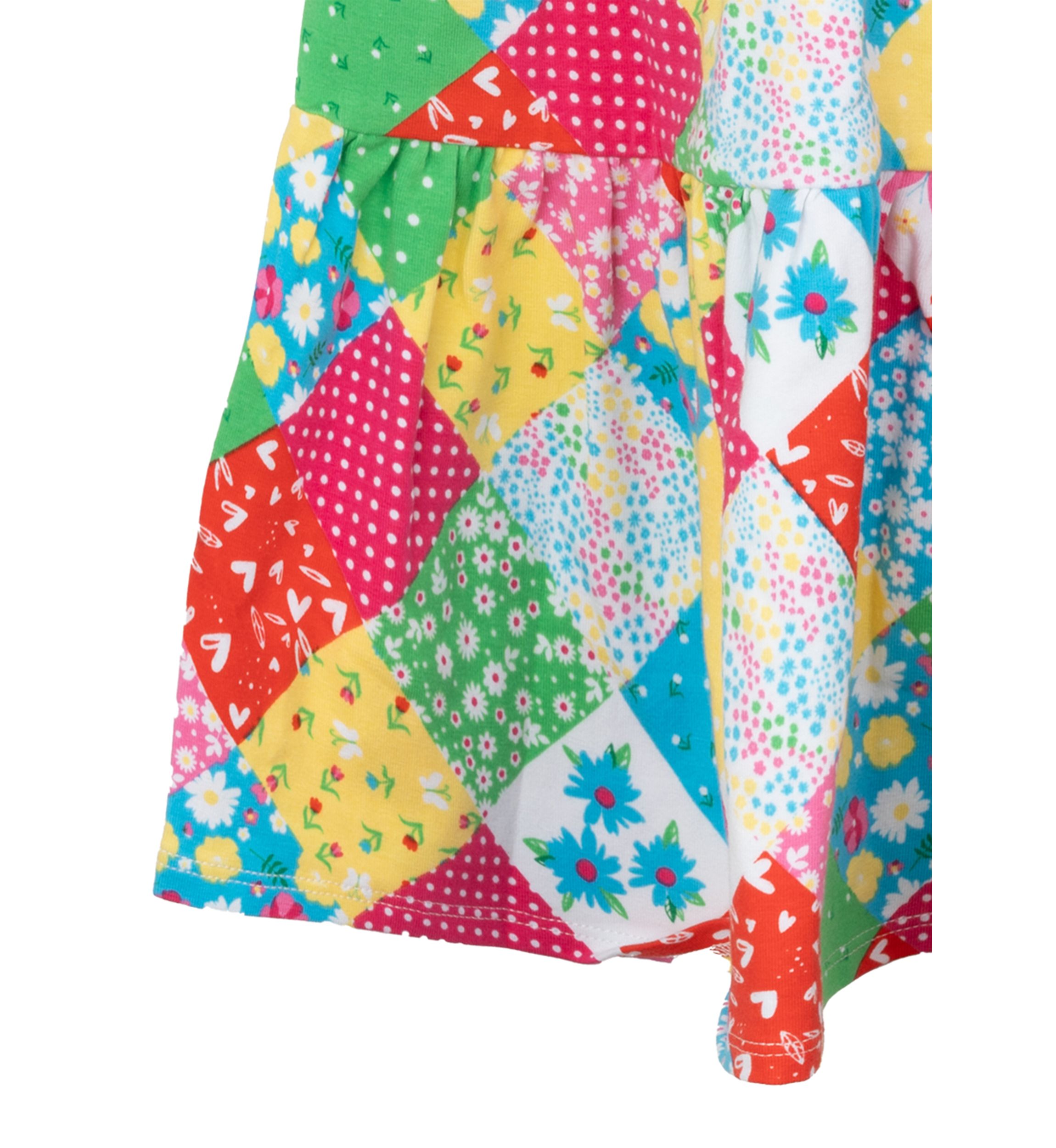 Toddler Girls Puff Sleeve Patchwork Dress