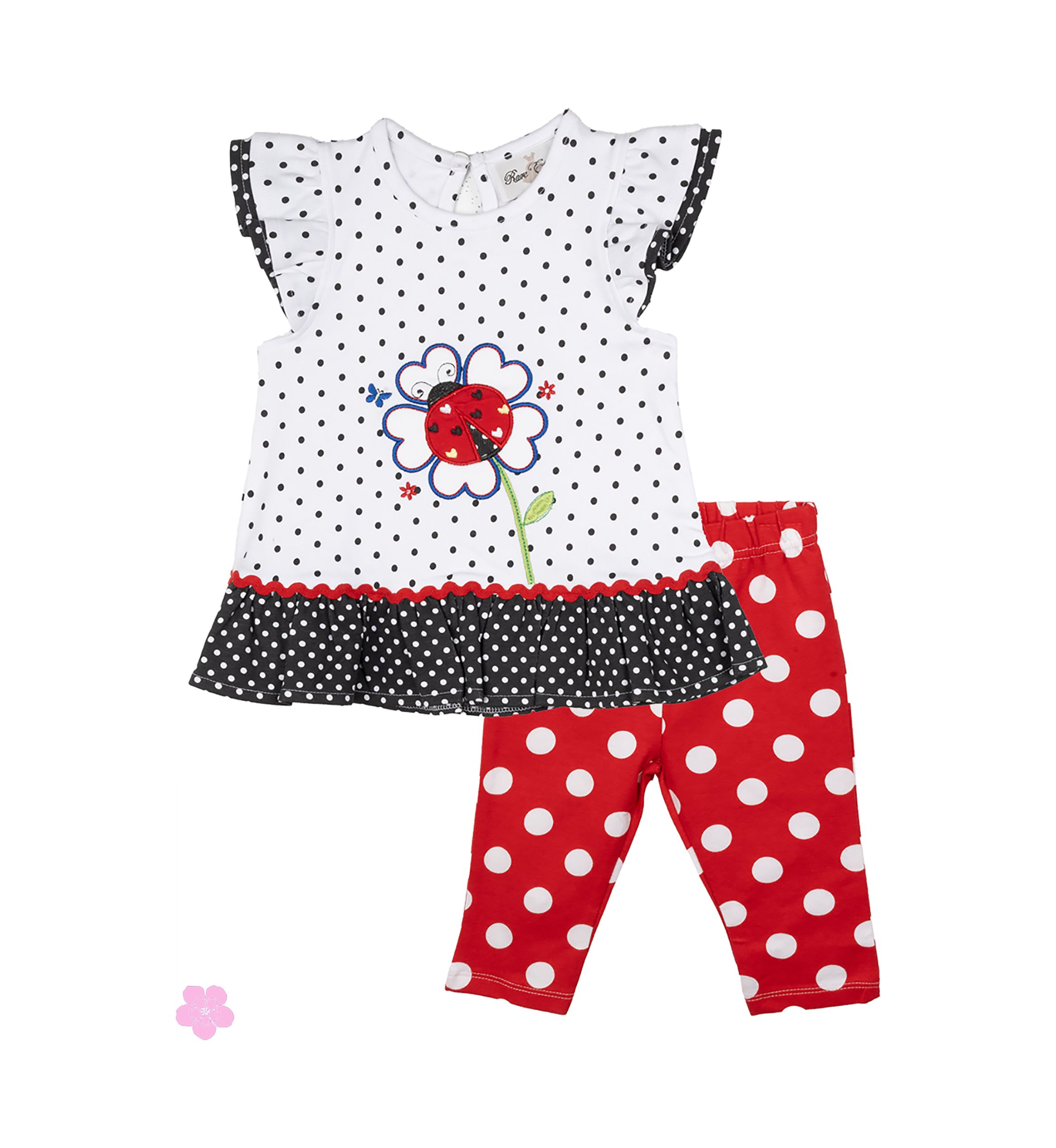Baby Girls Dot Print Ladybug Top and Leggings Set