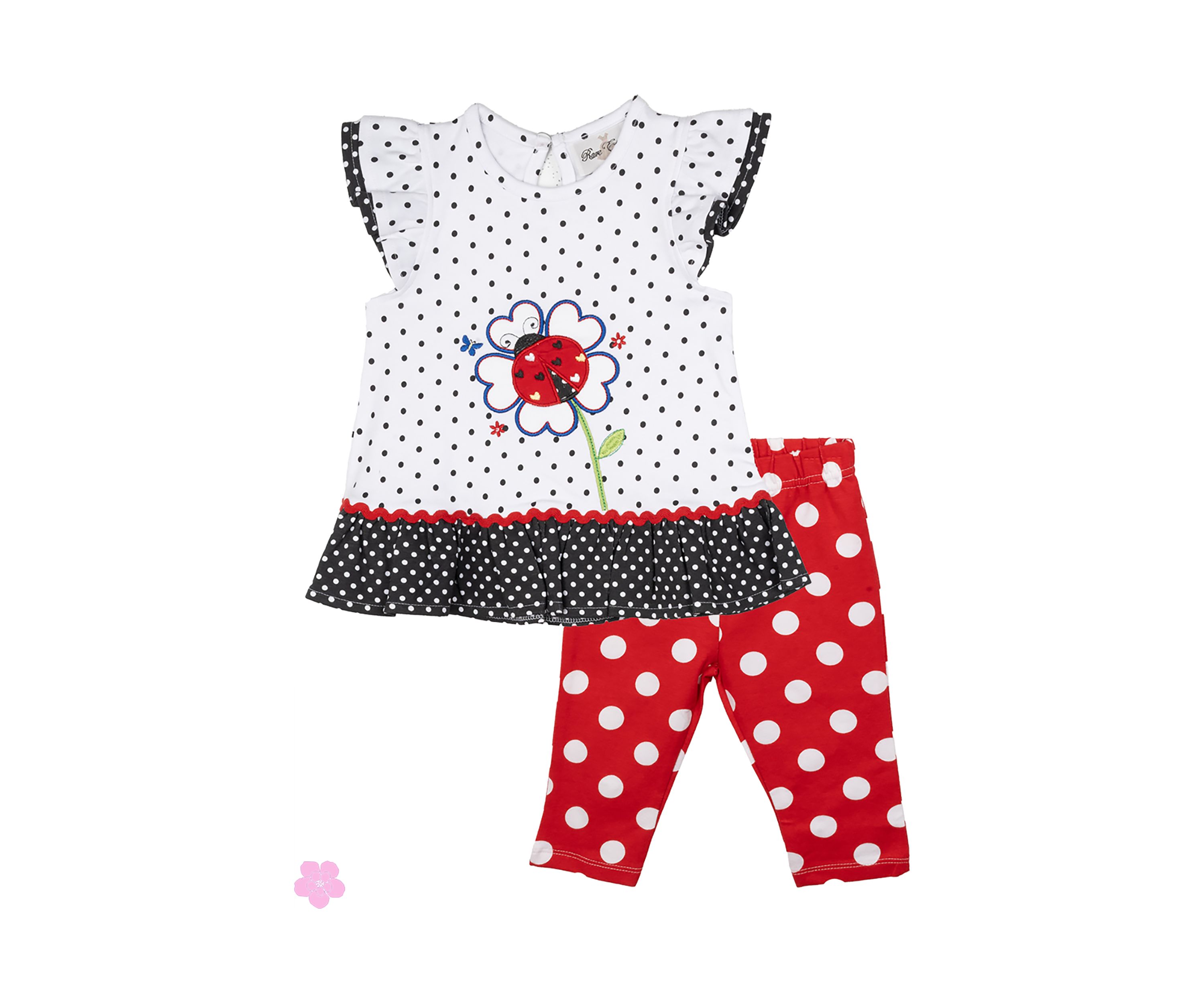 Baby Girls Dot Print Ladybug Top and Leggings Set