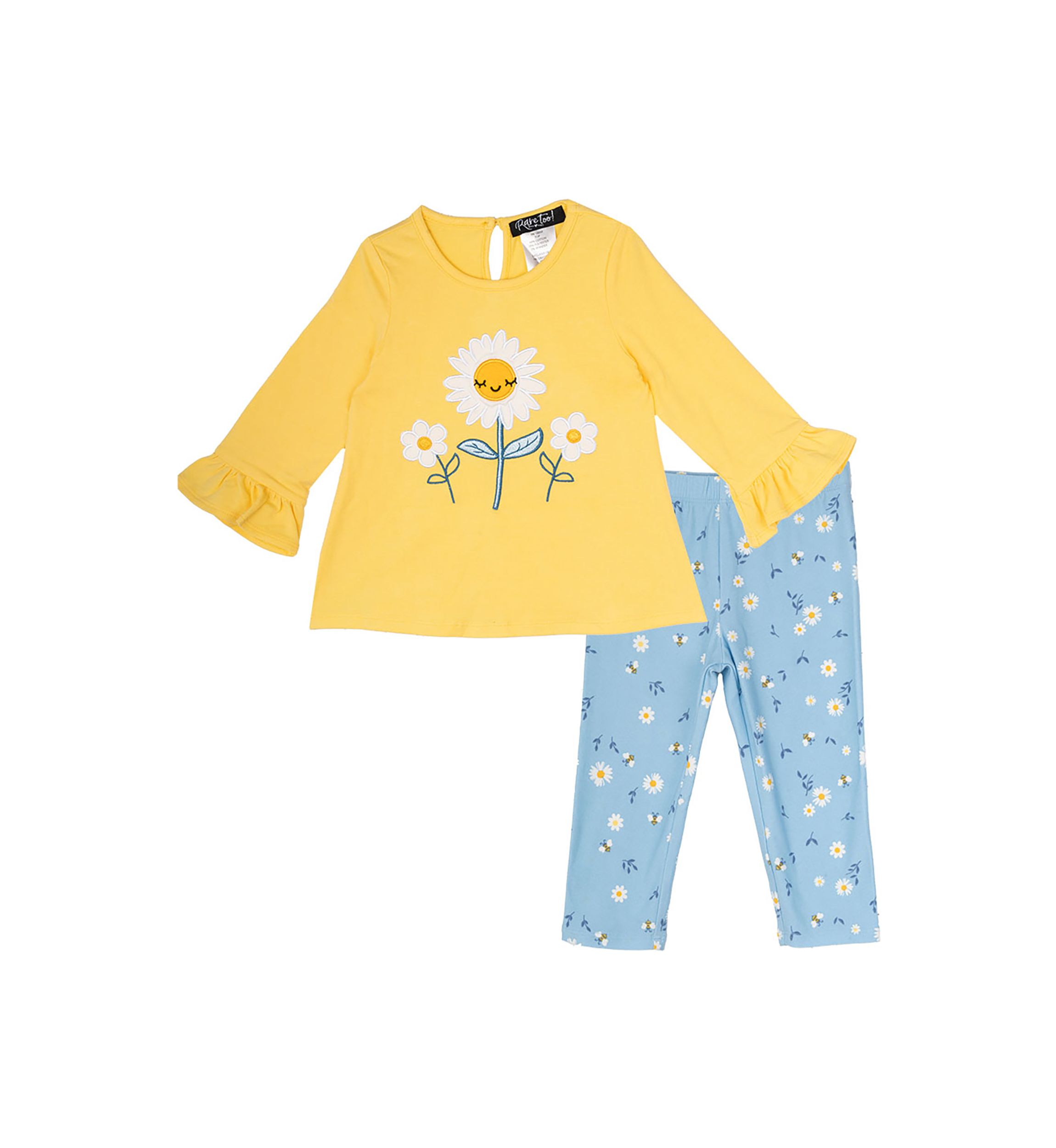 Rare Editions Baby Girls Daisy Graphic Top and Printed Leggings