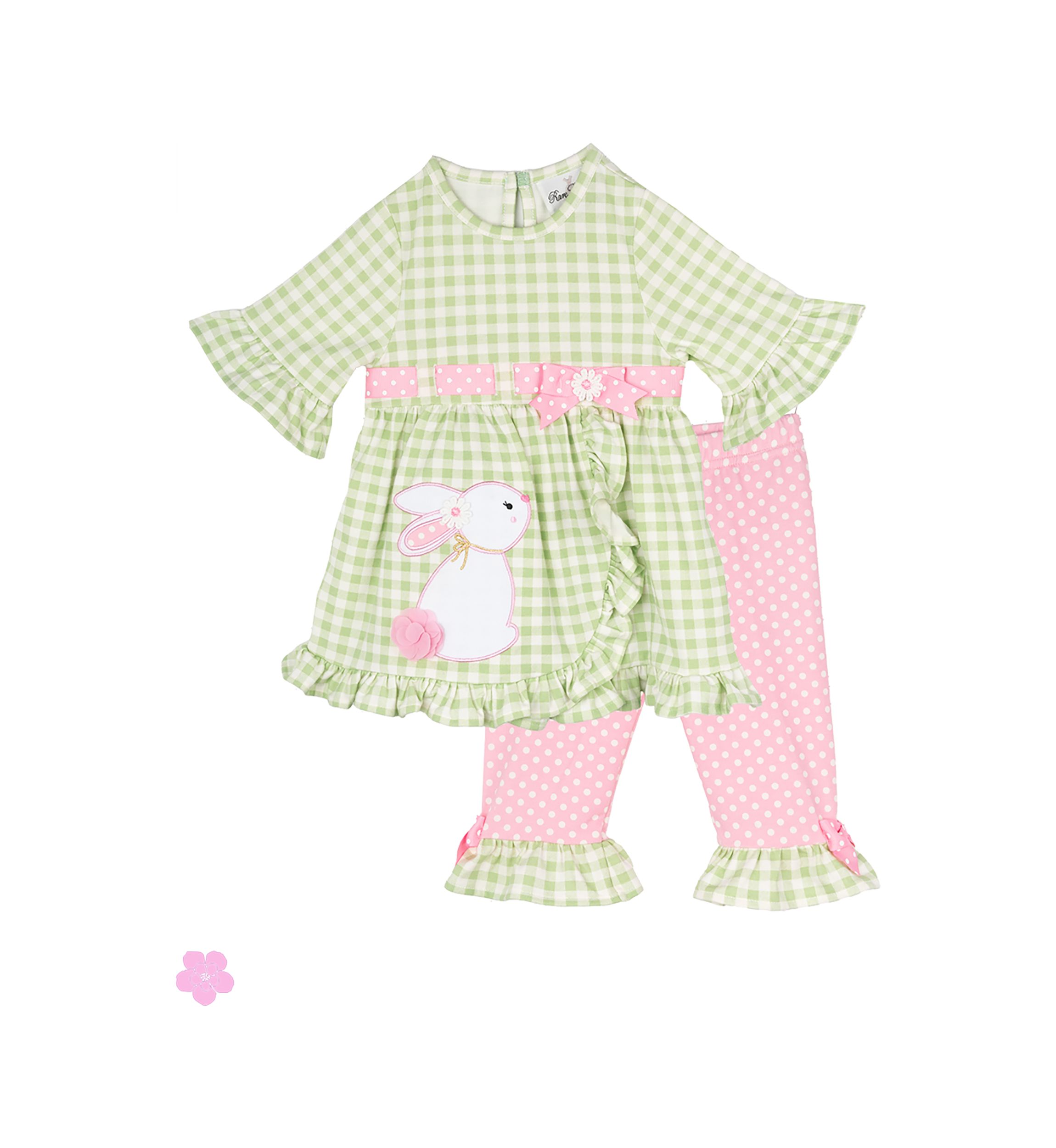 Baby Girls Check Print Bunny Set